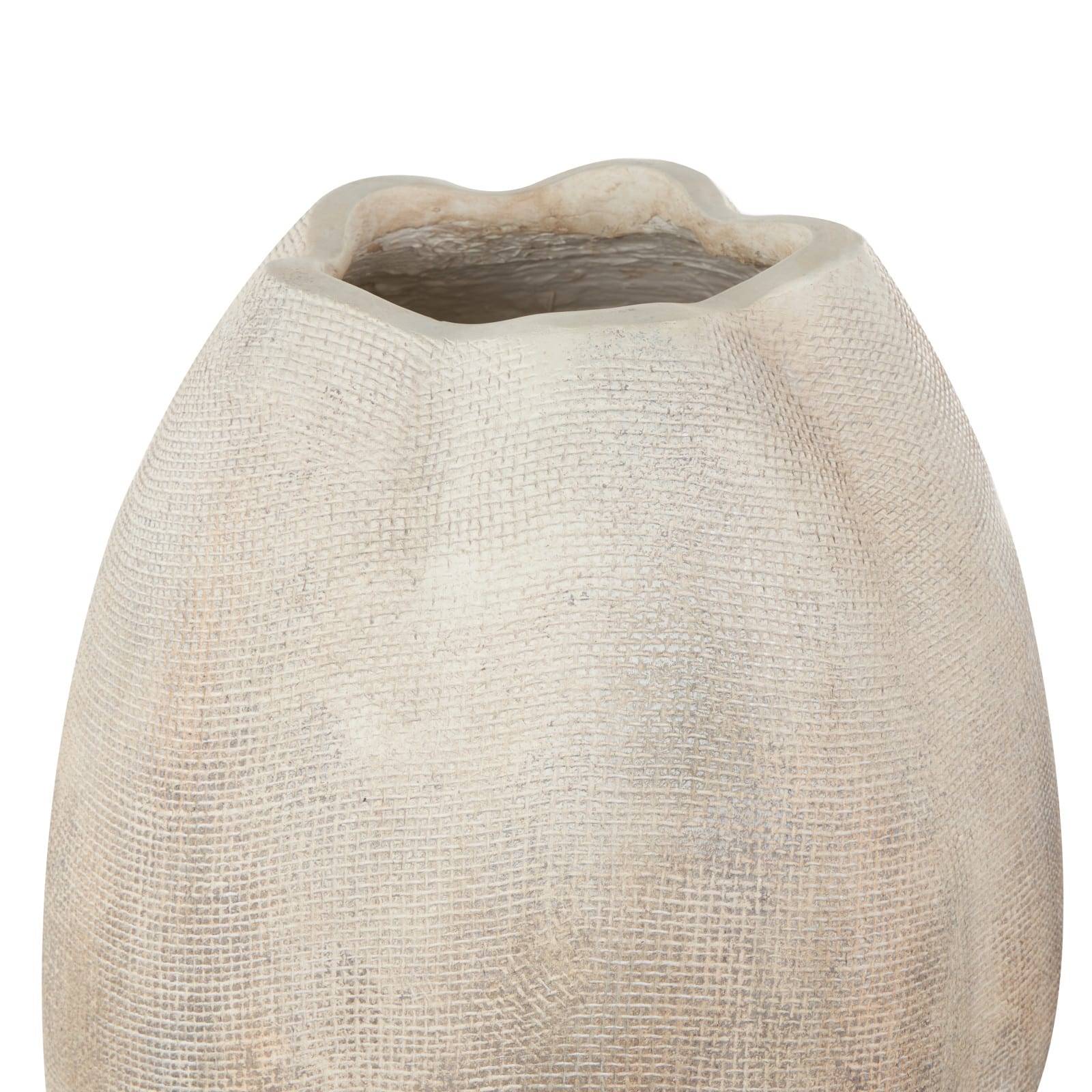 20" Cream Antique with Checkered Patterns Magnesium Oxide Decorative Vase
