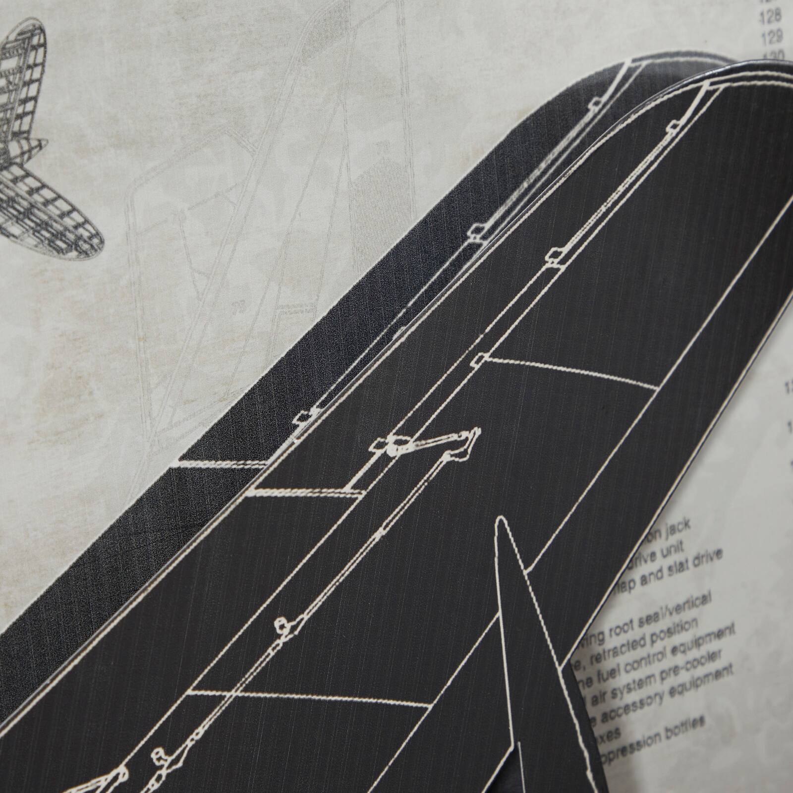47" White Wood Industrial Plane Blueprint Wall Décor