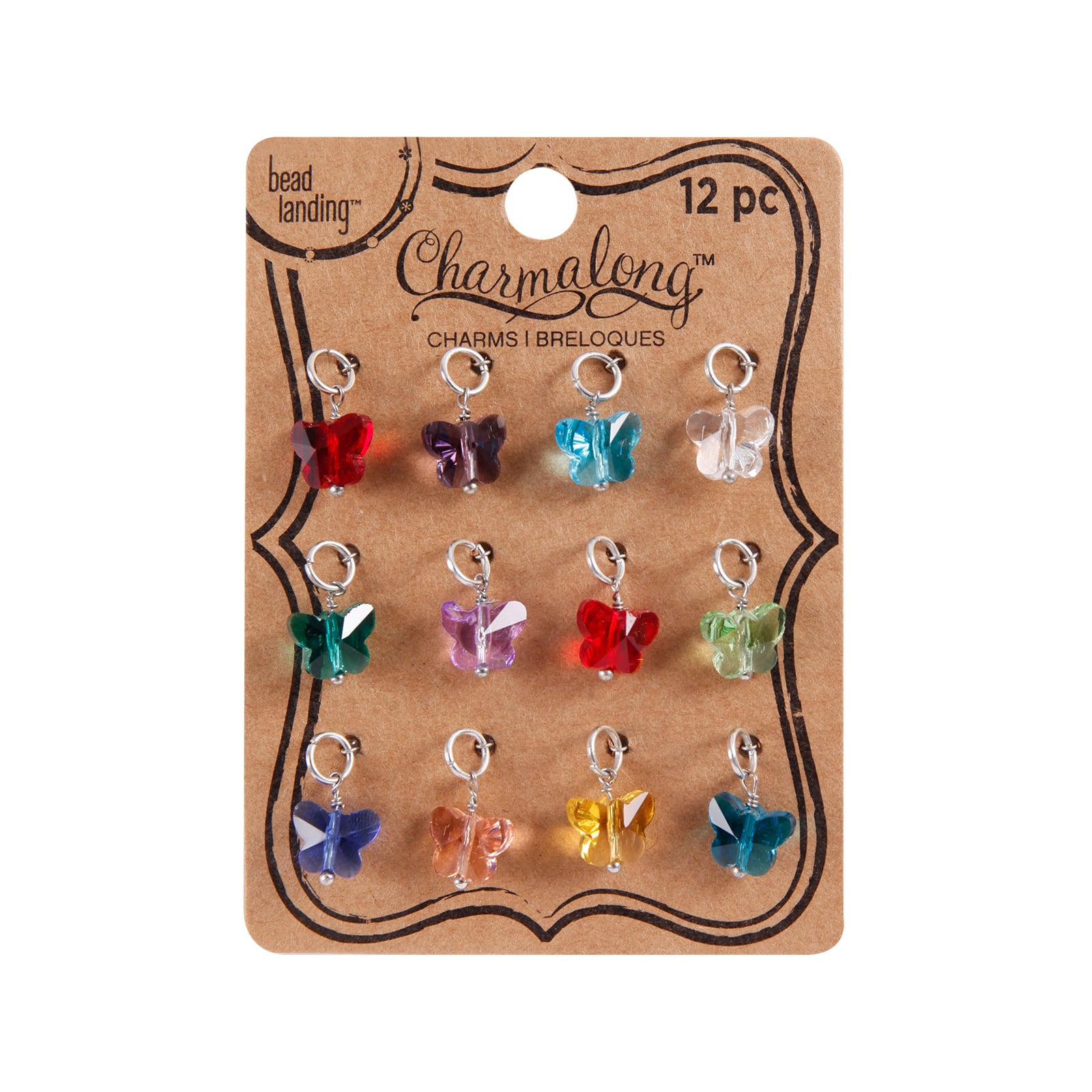12 Packs: 12 ct. (144 total) Multicolored Rhodium Butterfly Charms by Bead Landing™