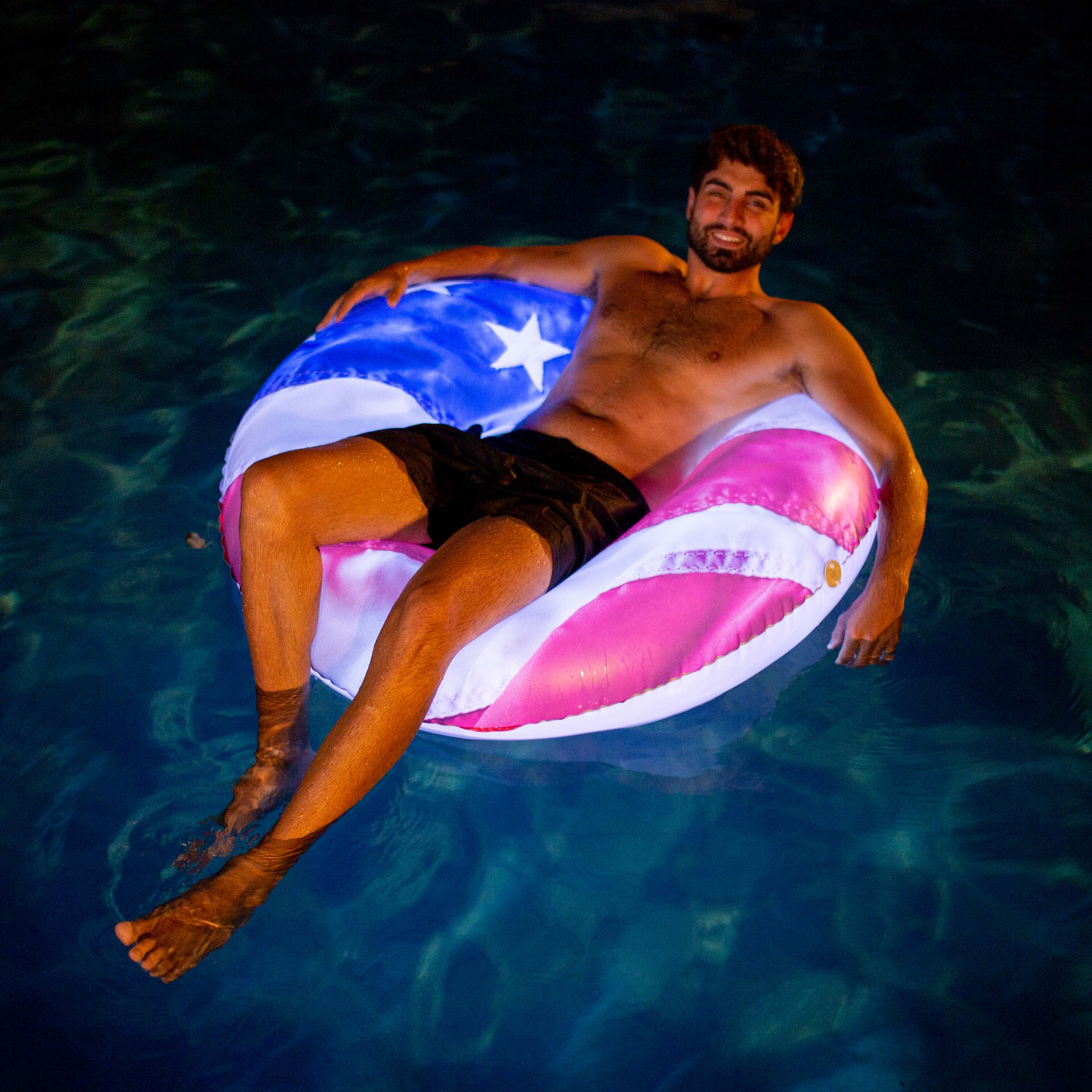 PoolCandy RealPrint® Illuminated LED Stars & Stripes Large Pool Tube
