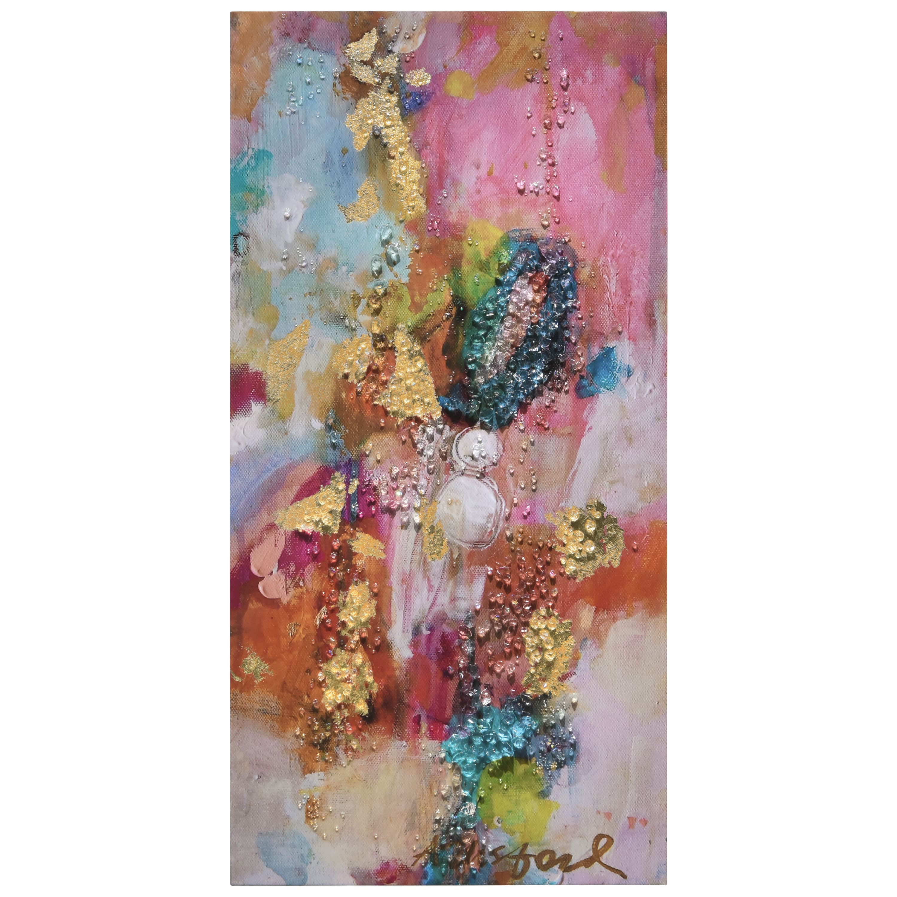 Empire Art Direct Arte De Crystallus 48" x 24" Colorful Symphony II Crystal Epoxy Wrapped Abstract Acrylic Shards Canvas Wall Art