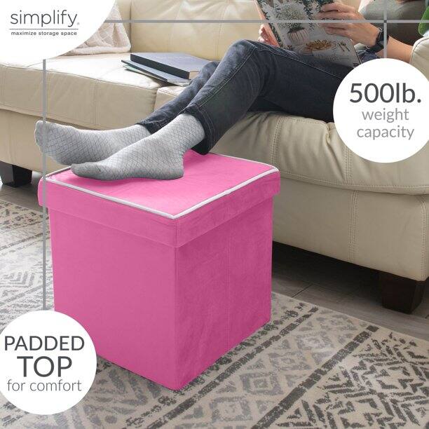 Simplify Collapsible Velvet Storage Ottoman