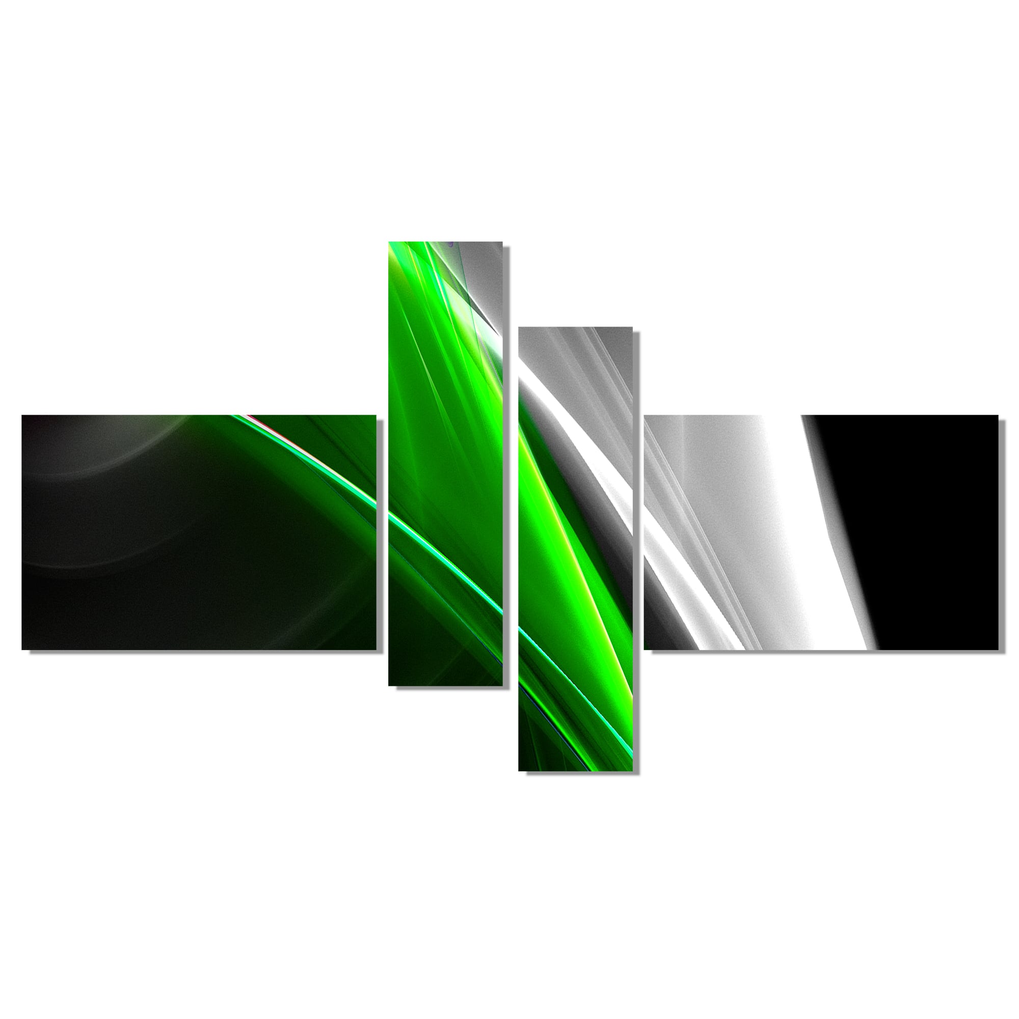 Designart - Fractal Lines Green White - Abstract Canvas art print