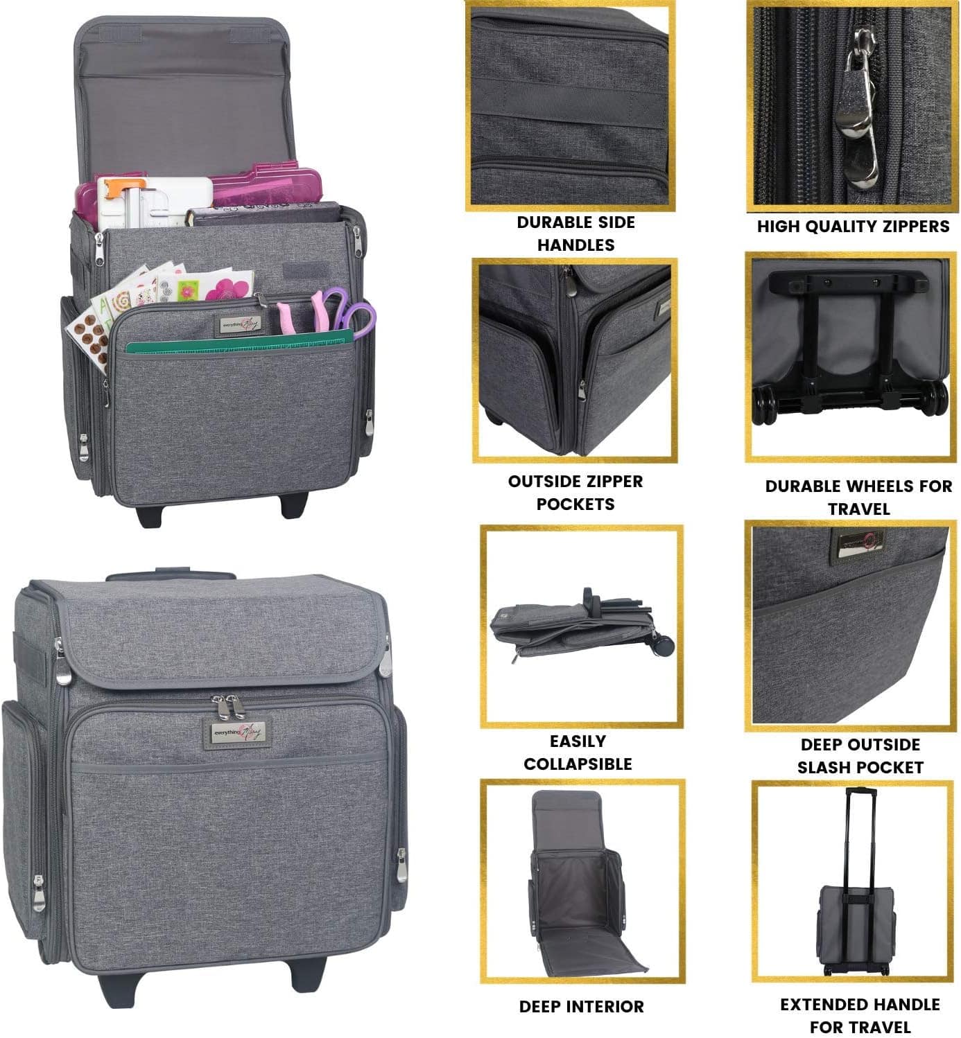 Everything Mary Heather Rolling Craft Bag with Storage