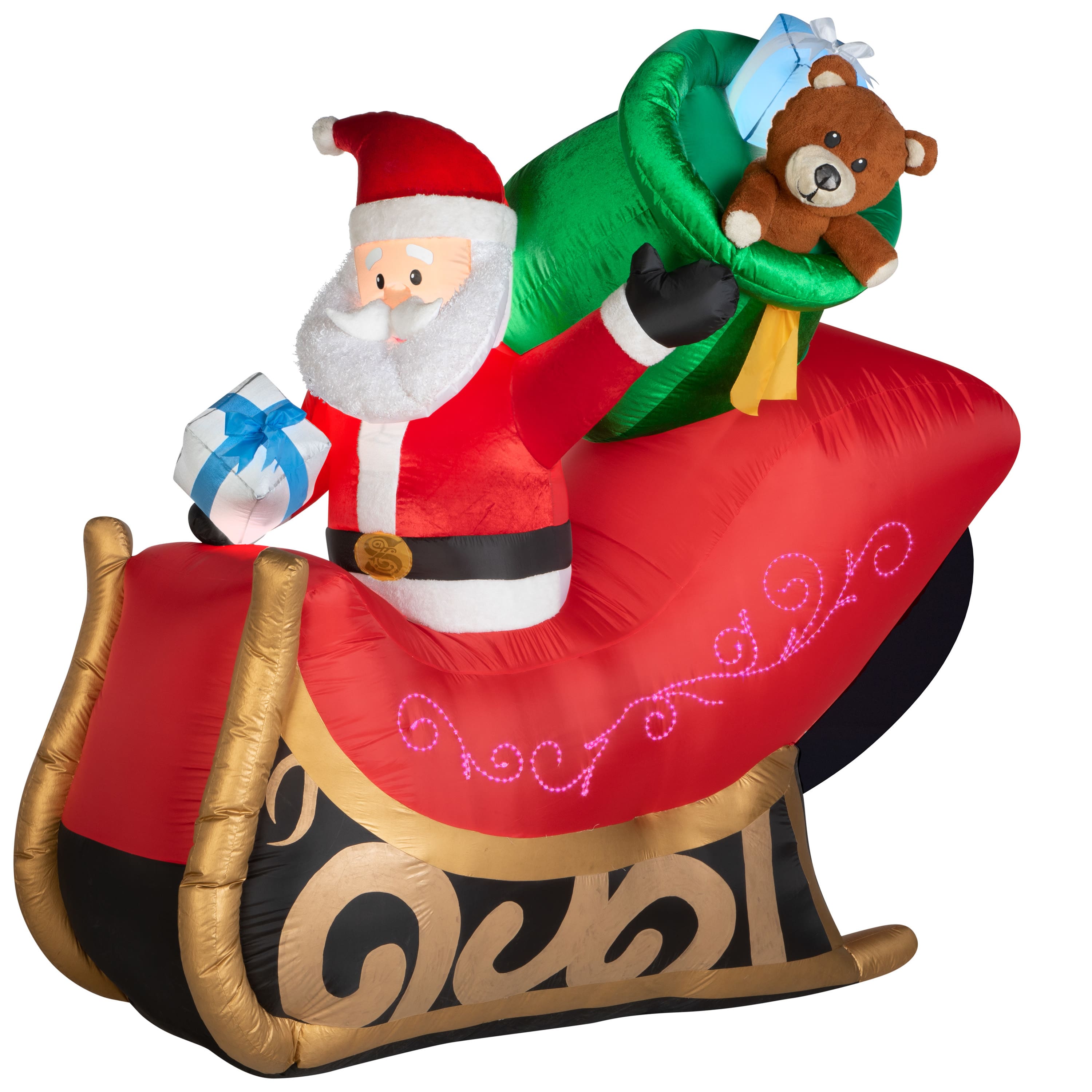 6.5ft. Airblown® Inflatable Christmas Lightshow Mixed Media Santa's Sleigh