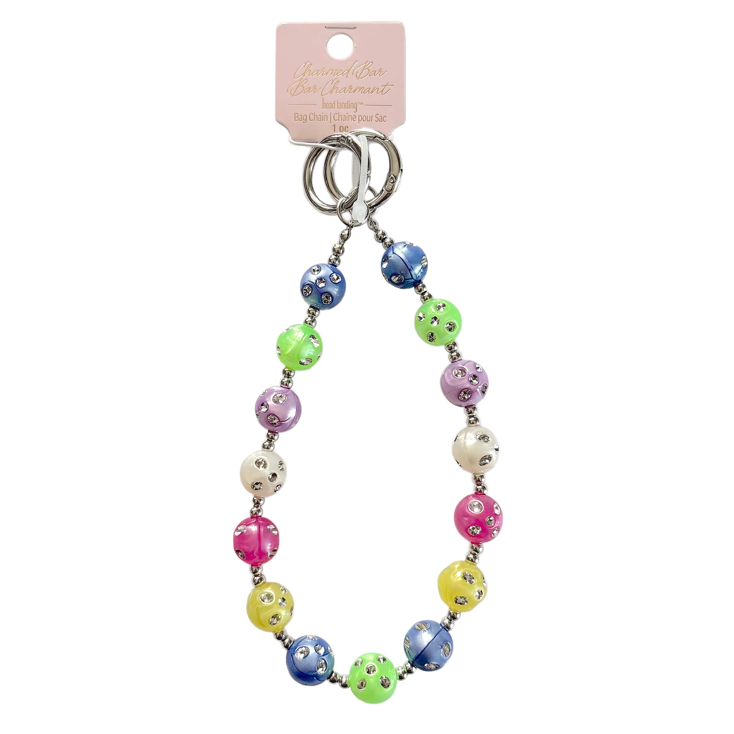 Charmed Bar Rhinestone Studded Round Bead Bag Chain by Bead Landing™