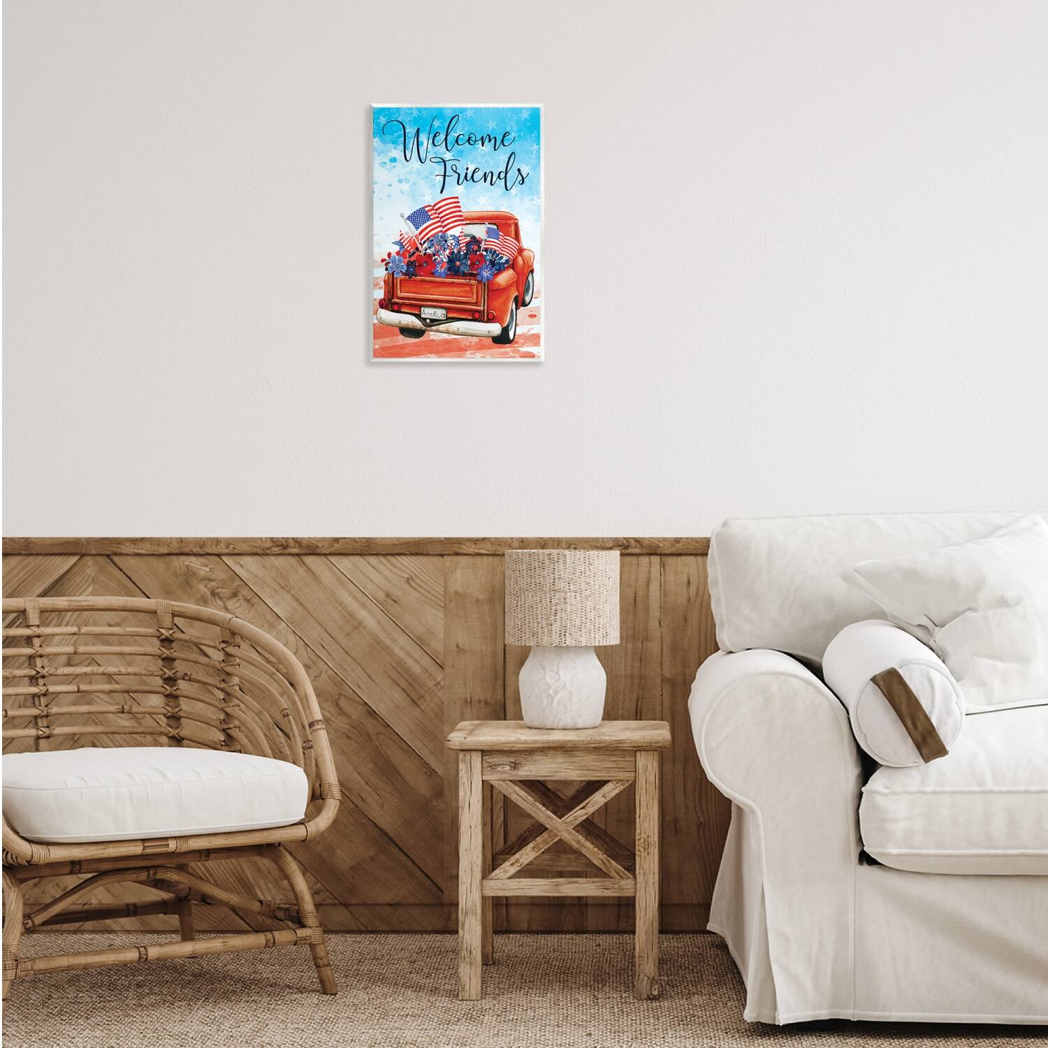 Stupell Industries Welcome Friends Americana Pickup Truck Wall Plaque Art