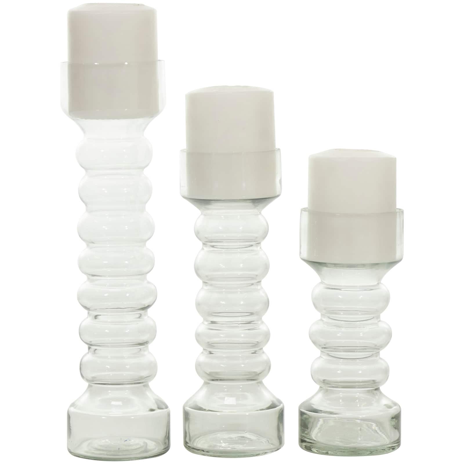 Clear Glass Candle Holder Set