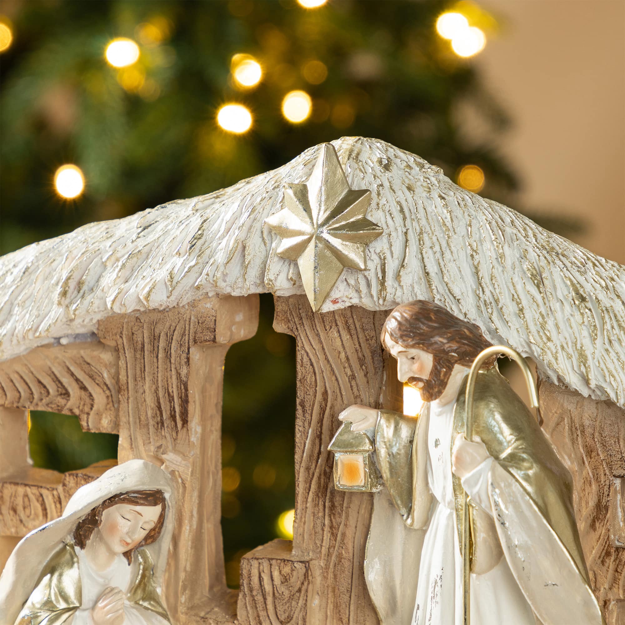 Glitzhome® 11.75" Resin "BELIEVE" Holy Family Figurine