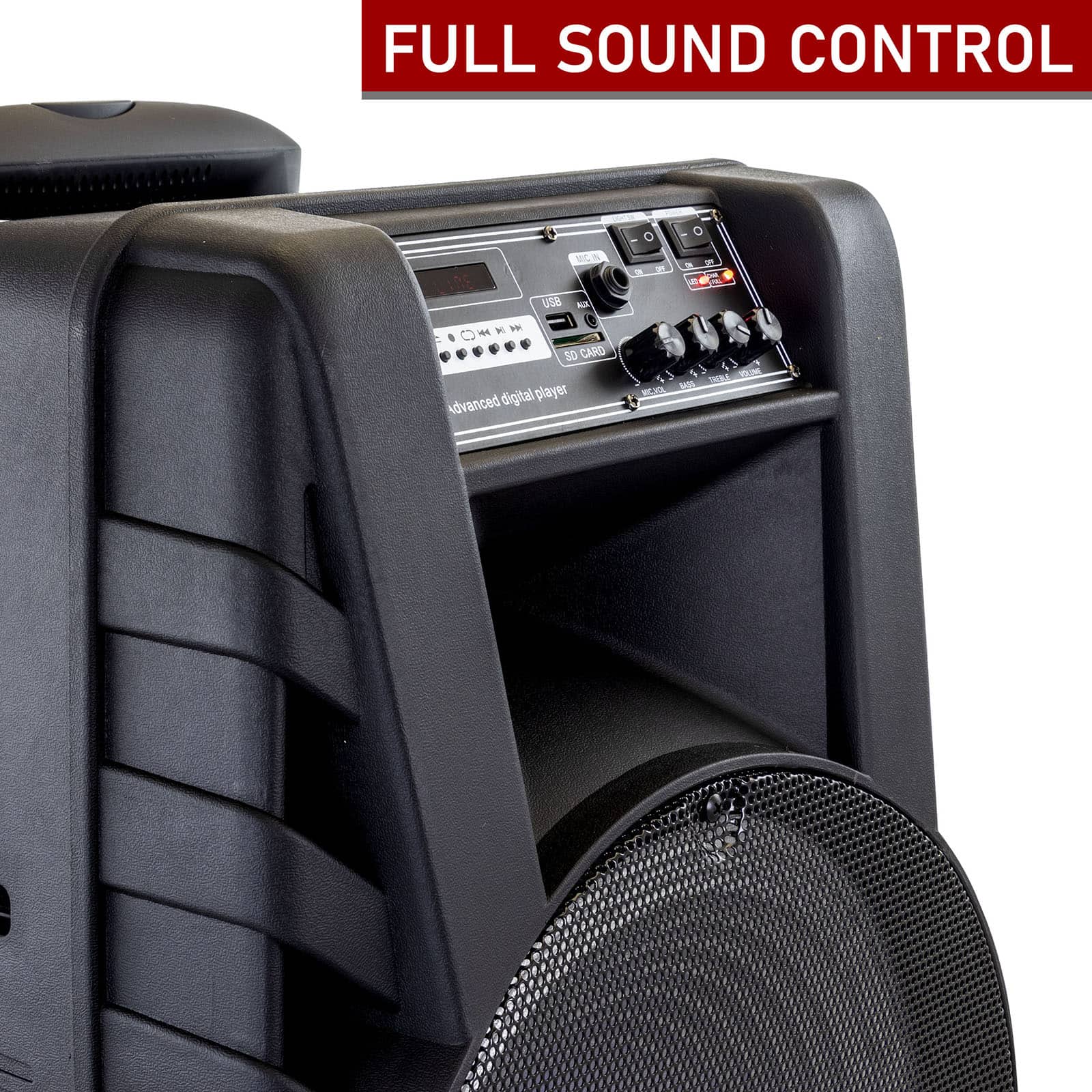 beFree Sound 15" Bluetooth Portable Rechargeable Party Speaker With LED Lights