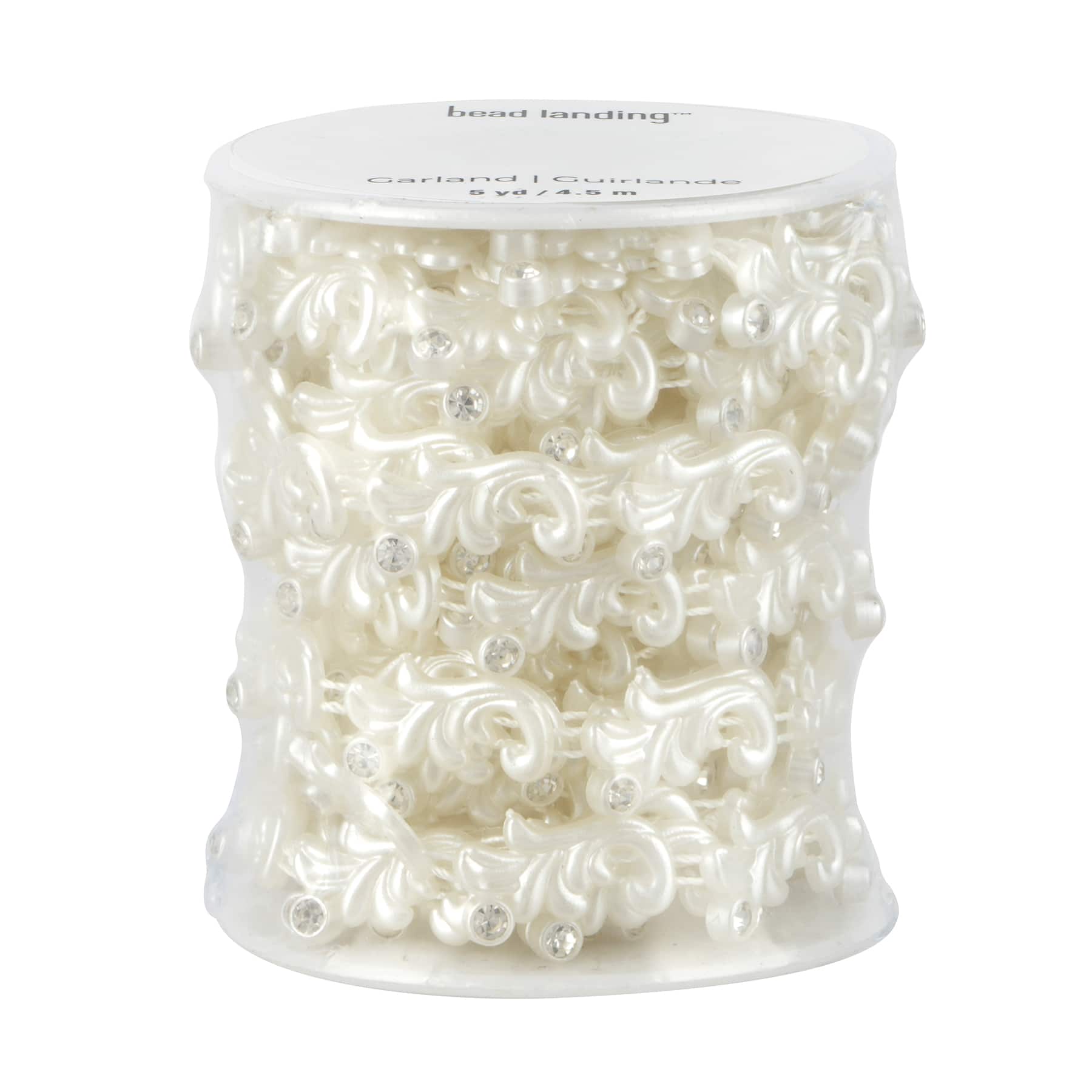 11mm x 19mm White Plastic & Glass Pearl Flower Bead Garland, 5yd. by Bead Landing™