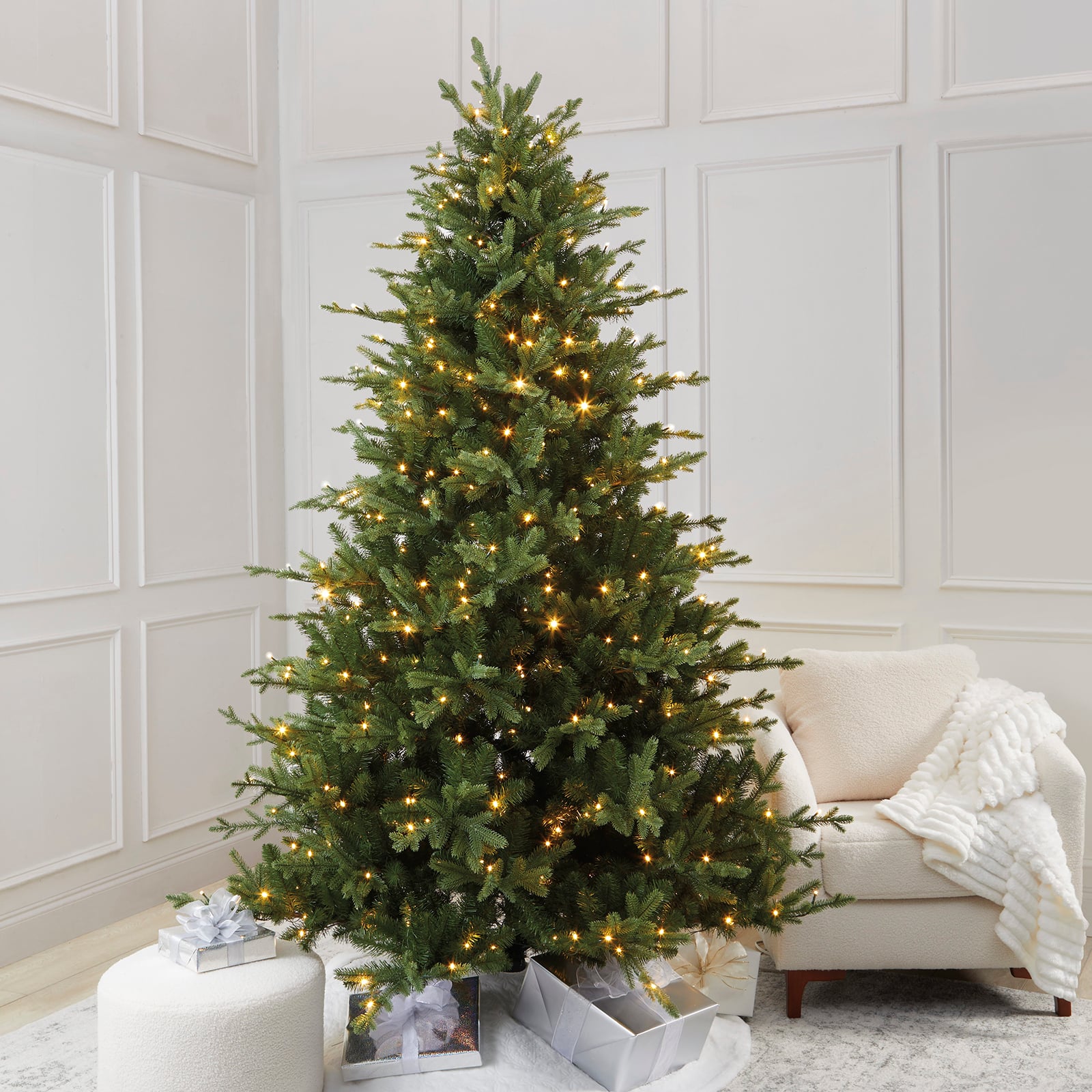 7.5ft. Pre-Lit Collins Fir Artificial Christmas Tree, Color Changing Mini LED Lights by Ashland® - Includes a Tree Storage Bag