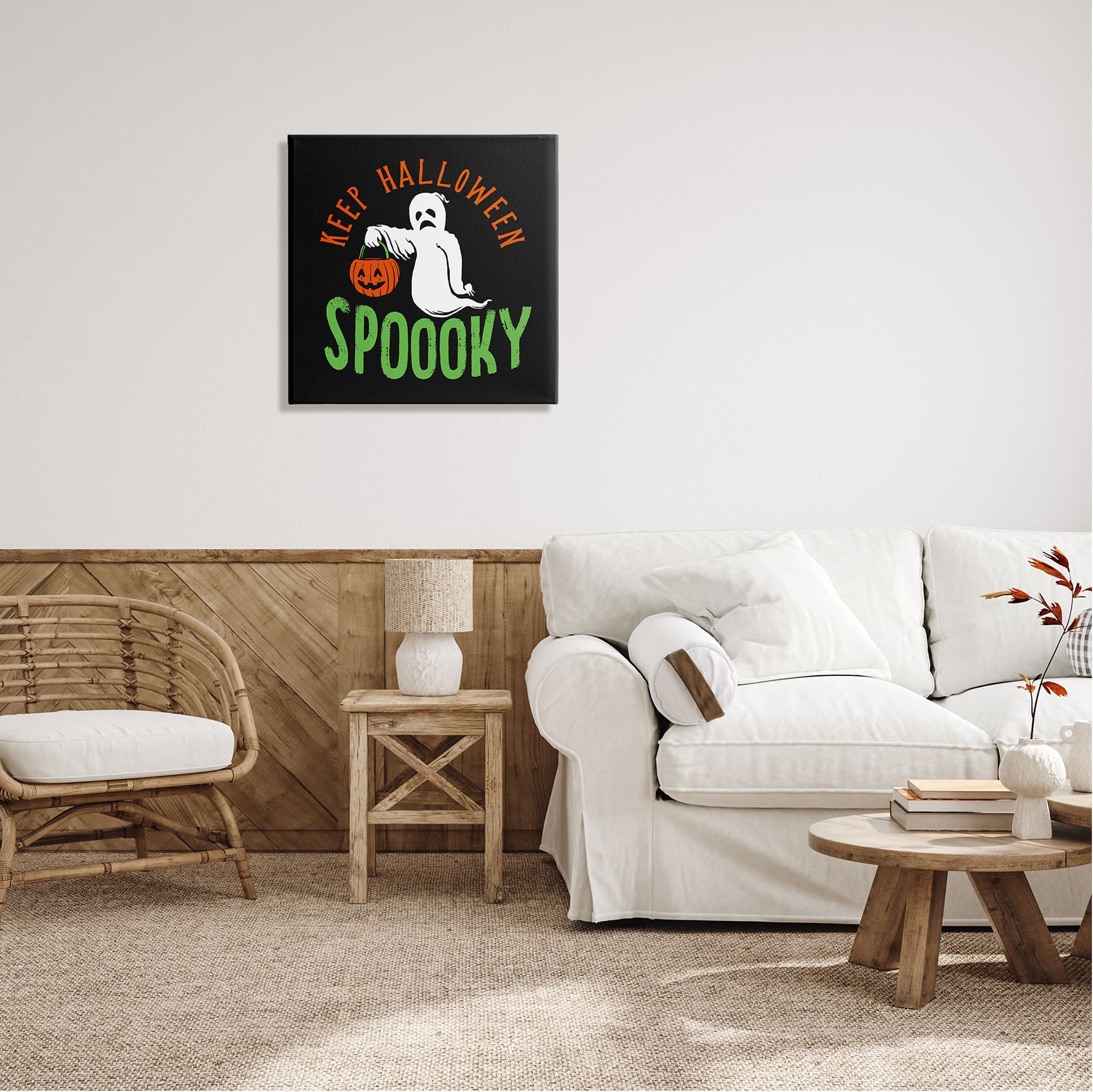 Stupell Industries Keep Halloween Spooky Trick Or Treat Ghost Canvas Wall Art