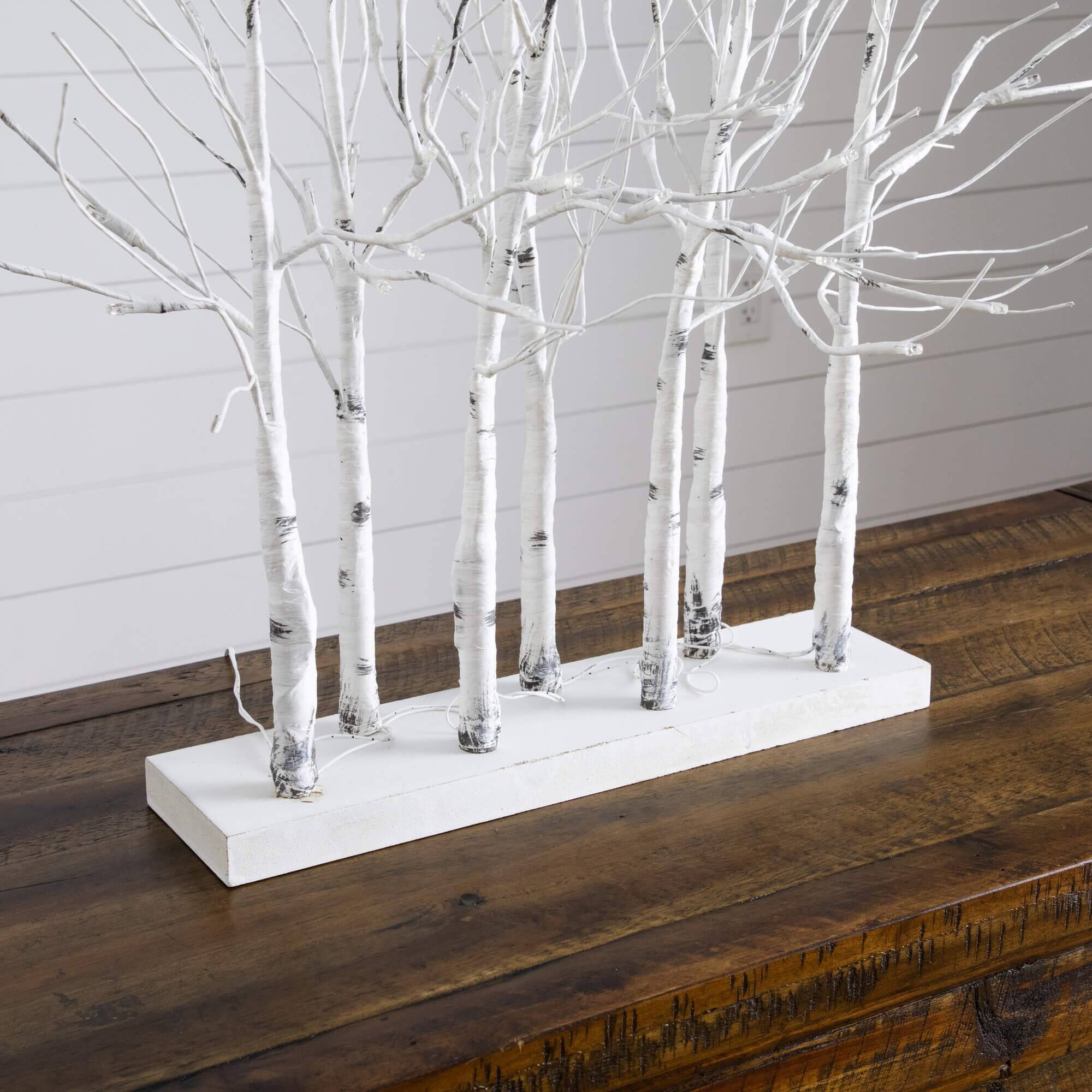 2ft. Pre-Lit Artificial White Birch Centerpiece with 84 LED Lights