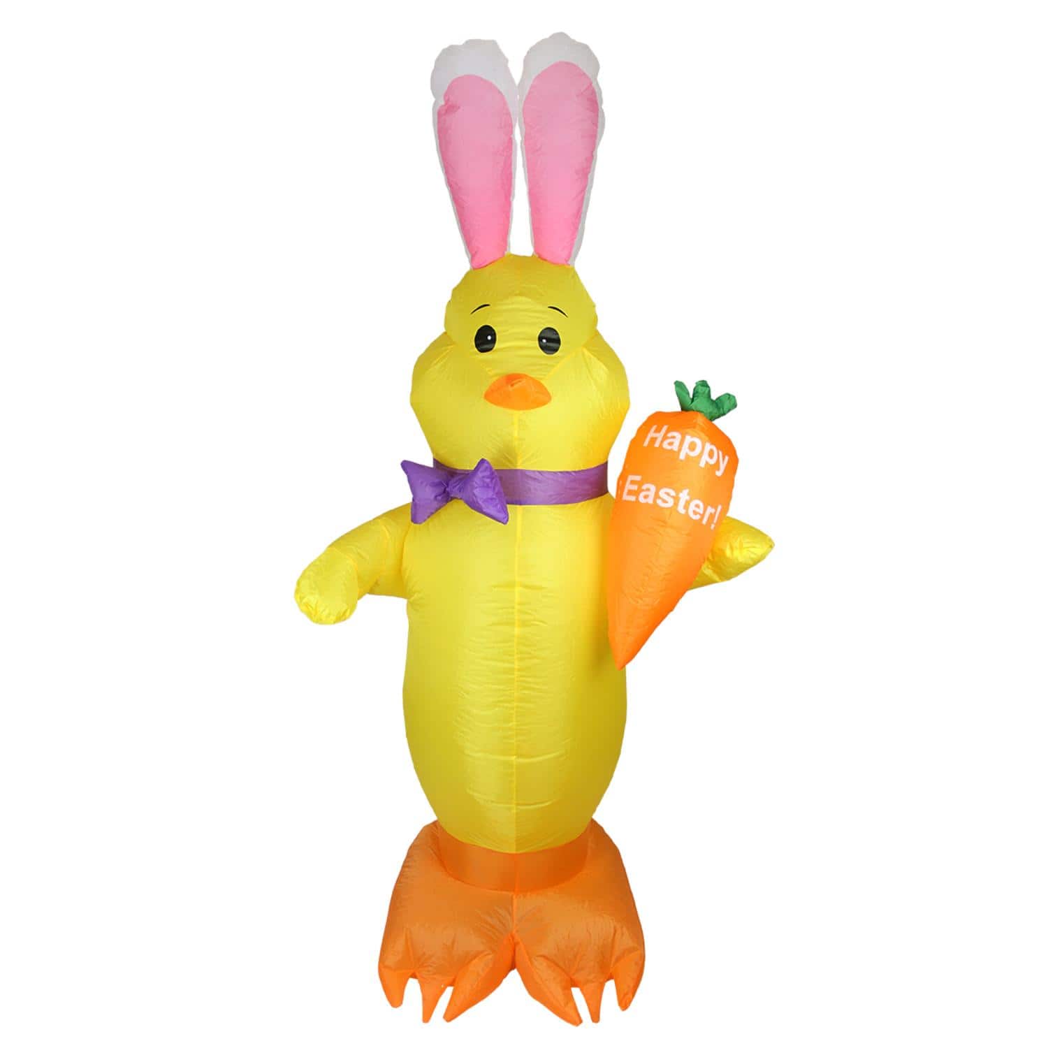 6ft Inflatable Lighted Easter Chick with Carrot Yard Decoration