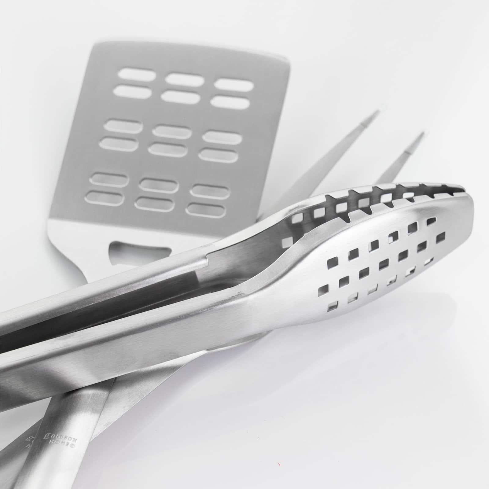 Gibson Home® Silver & Black Sawyer 3 Piece Stainless Steel BBQ Tool Set