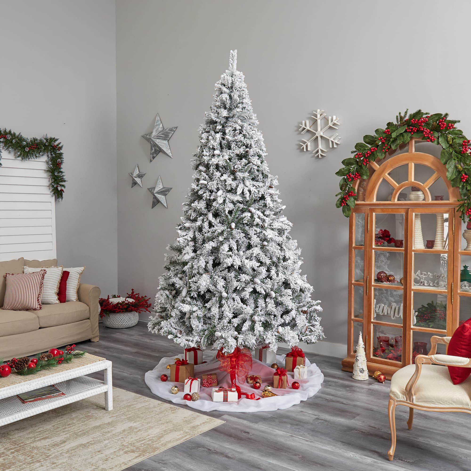 10ft. Unlit Flocked West Virginia Fir Artificial Christmas Tree
