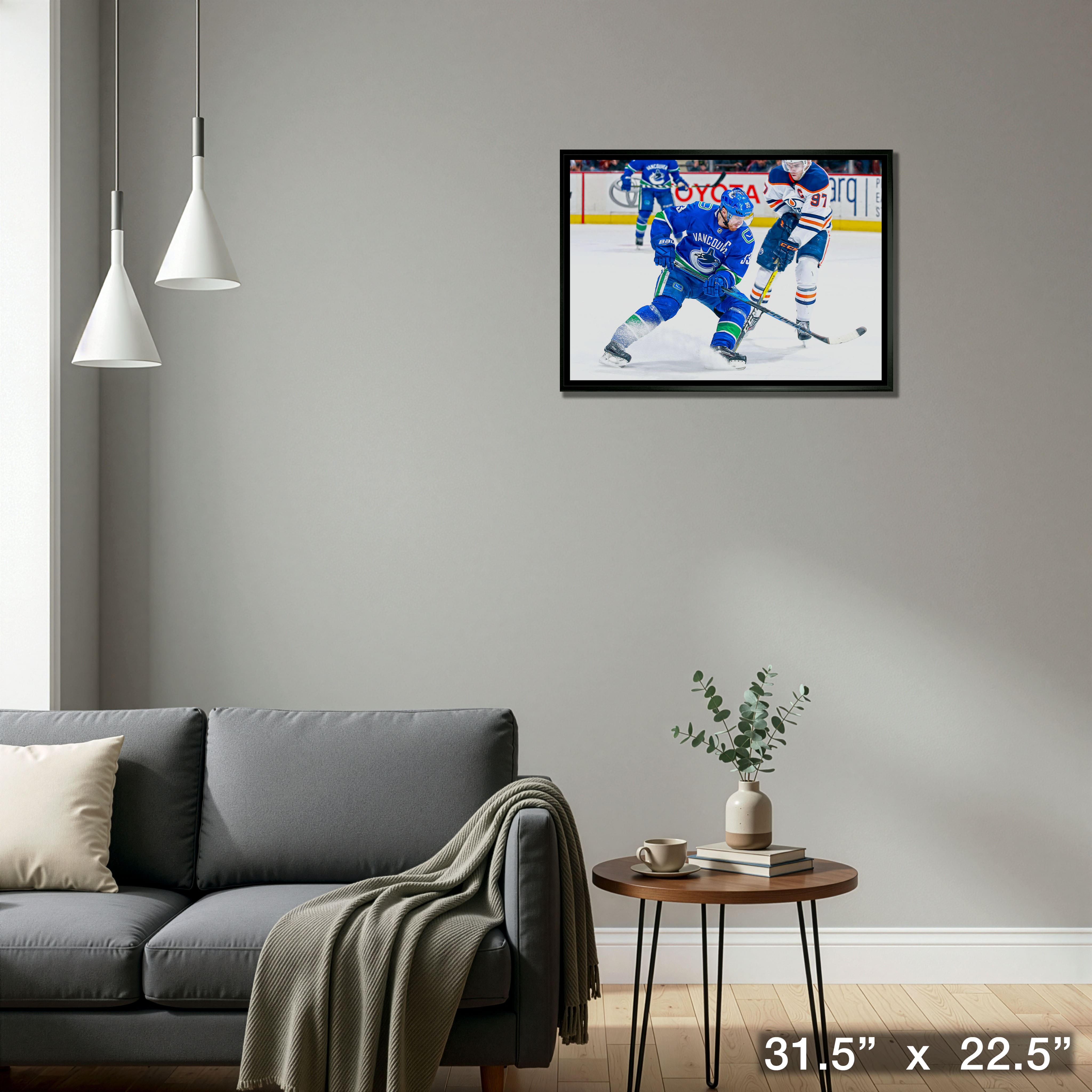 Henrik Sedin 20" x 29" Framed Canvas Vancouver Canucks 31.5" x 22.5"