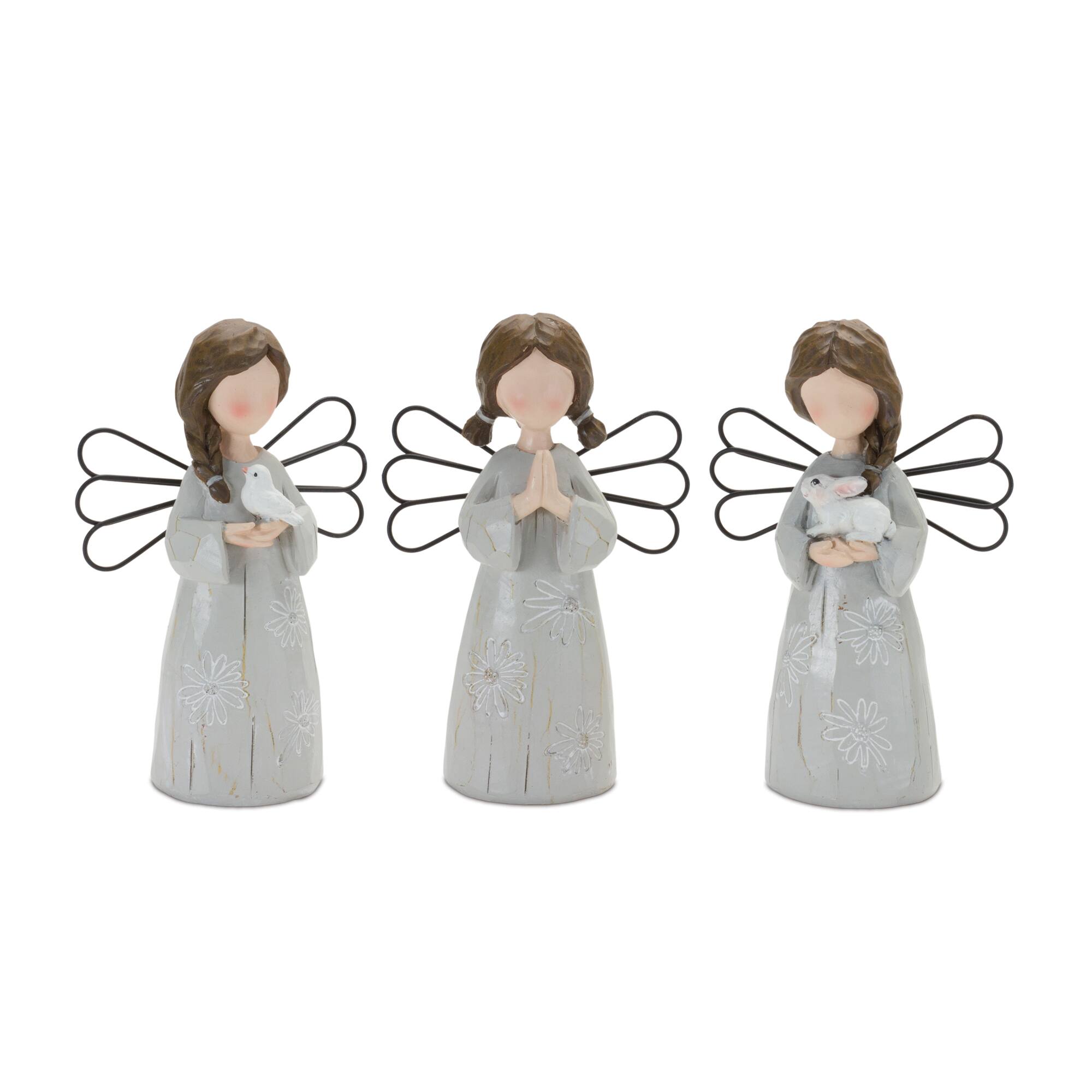 6" Floral Etched Angel Figurine Set By Melrose | Michaels®