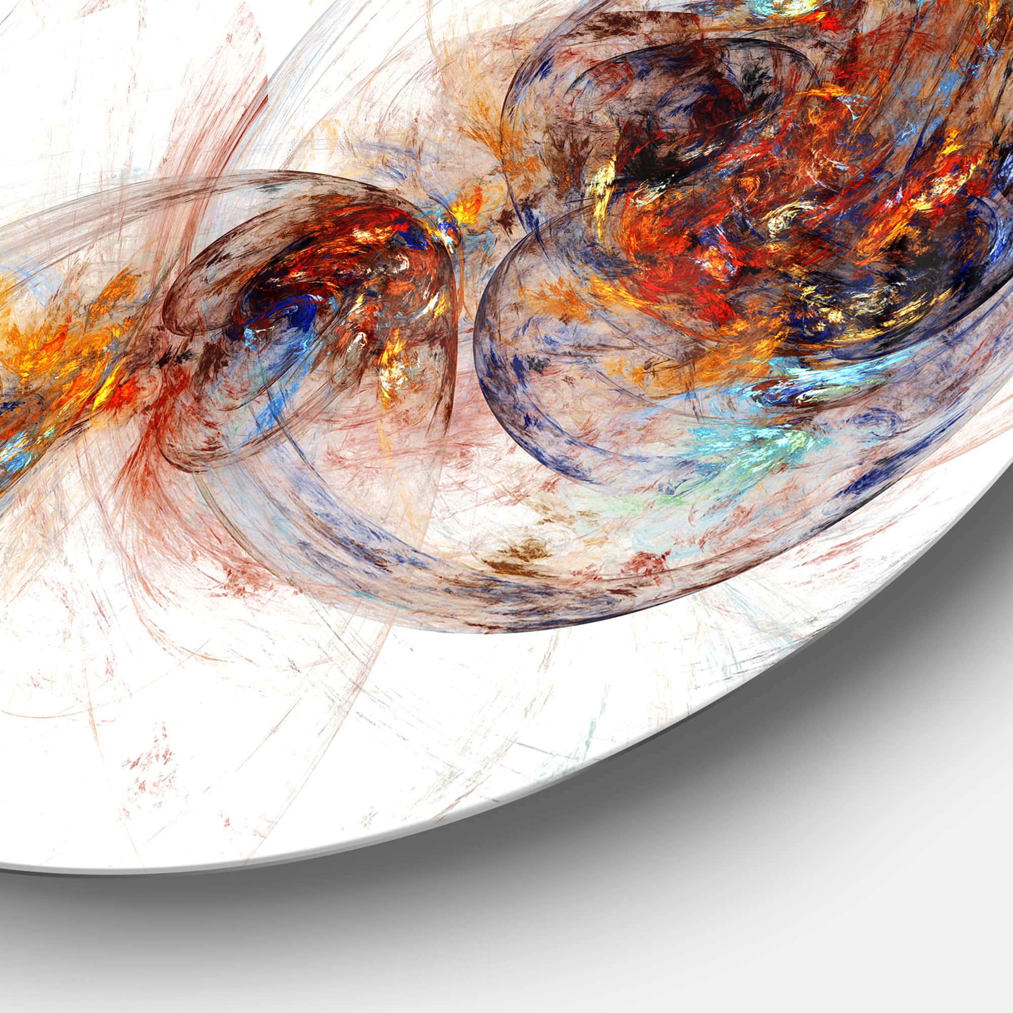 Designart - Colored Smoke Brown' Abstract Circle Metal Wall Art