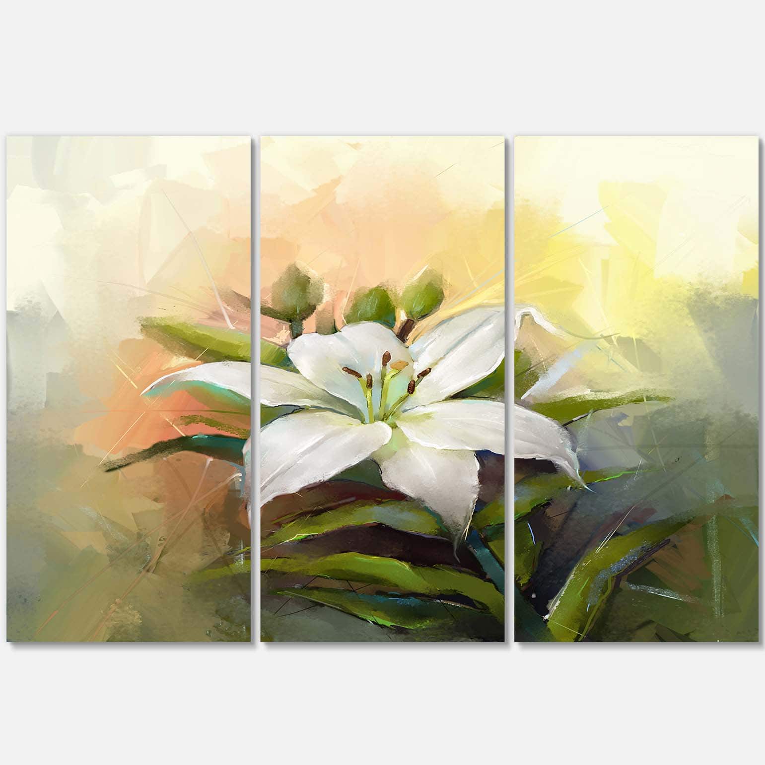 Designart - White Lily Flower Oil Painting