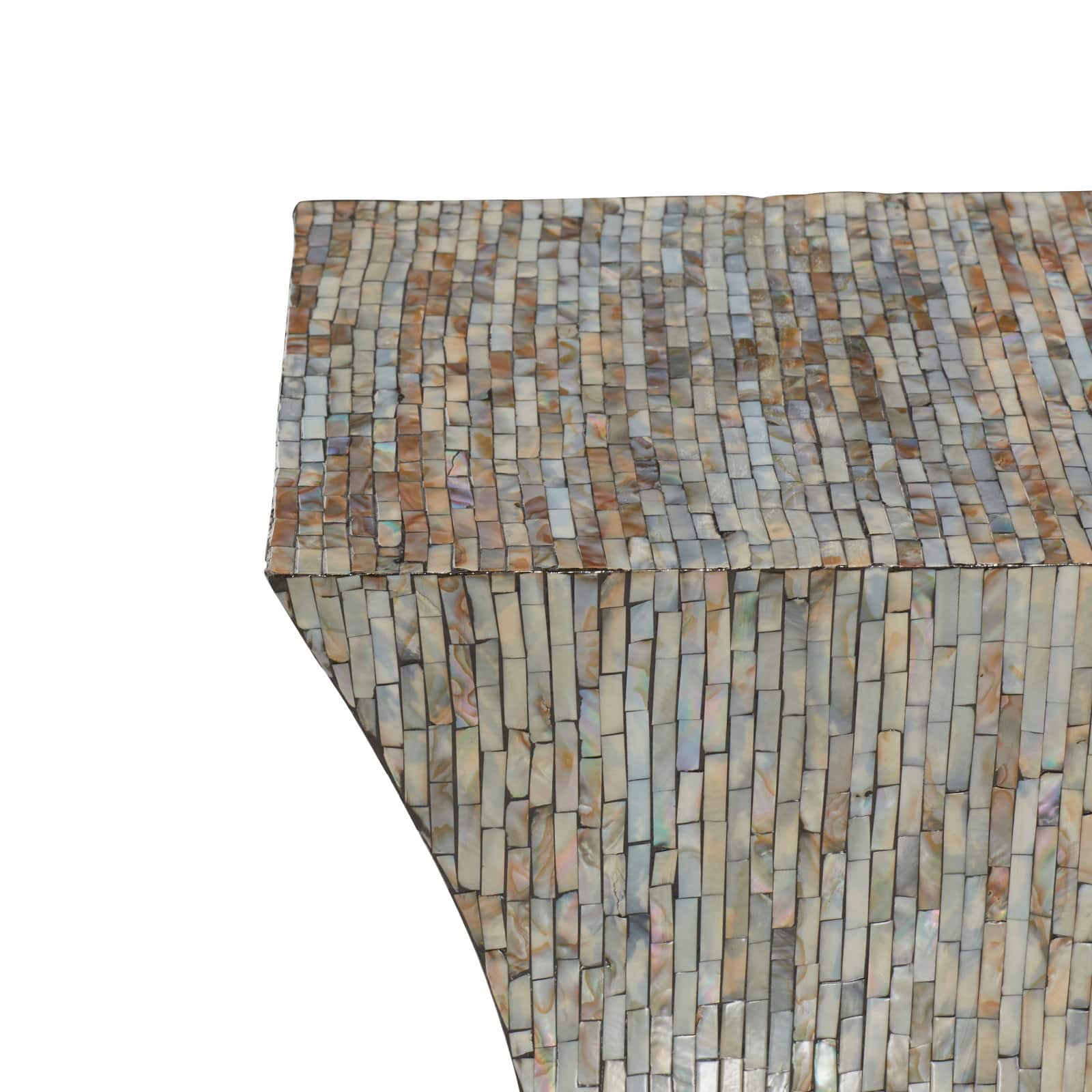 19'' Mussel Shells and Wood Contemporary Accent Table