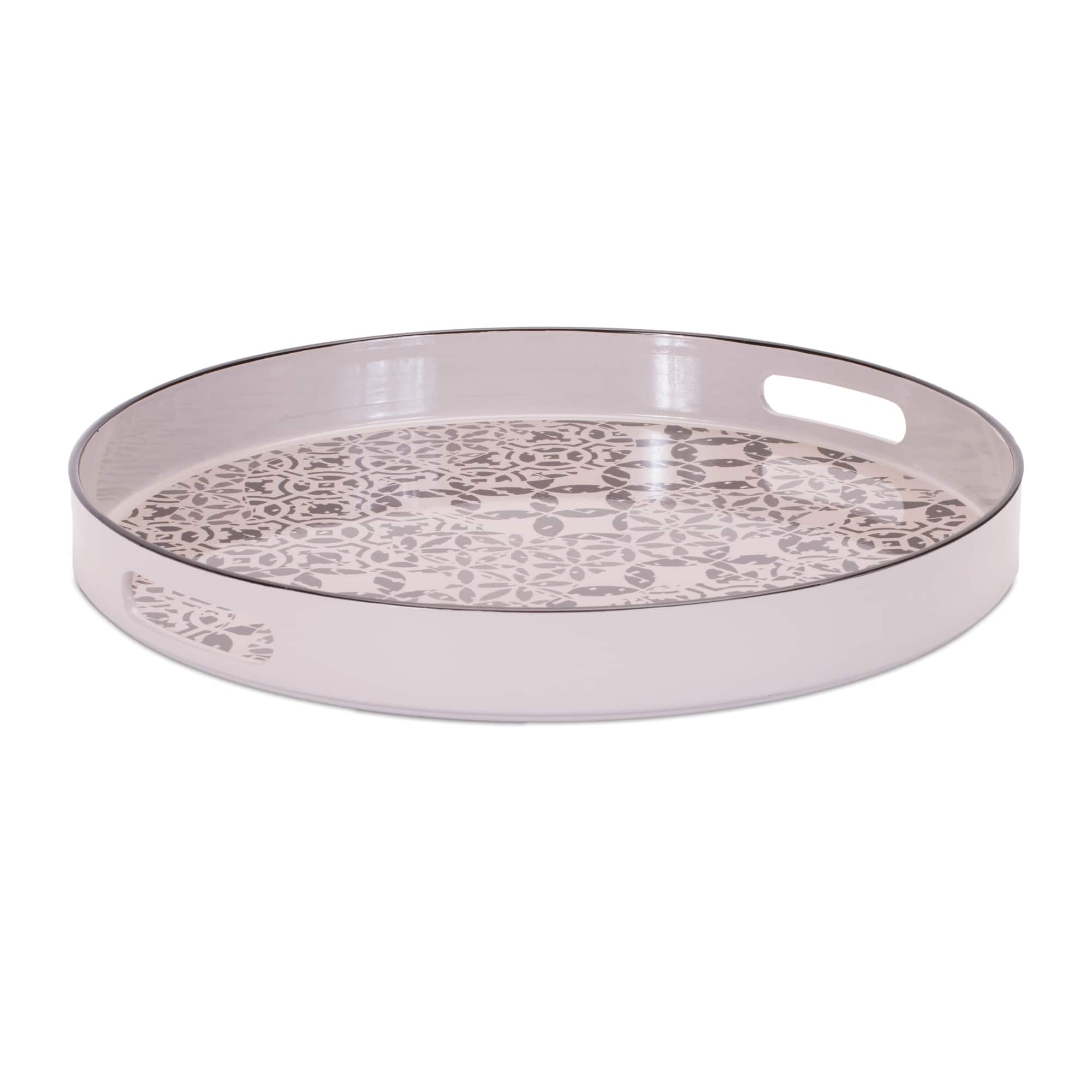 13.5" Ornate Geometric Print Round Tray