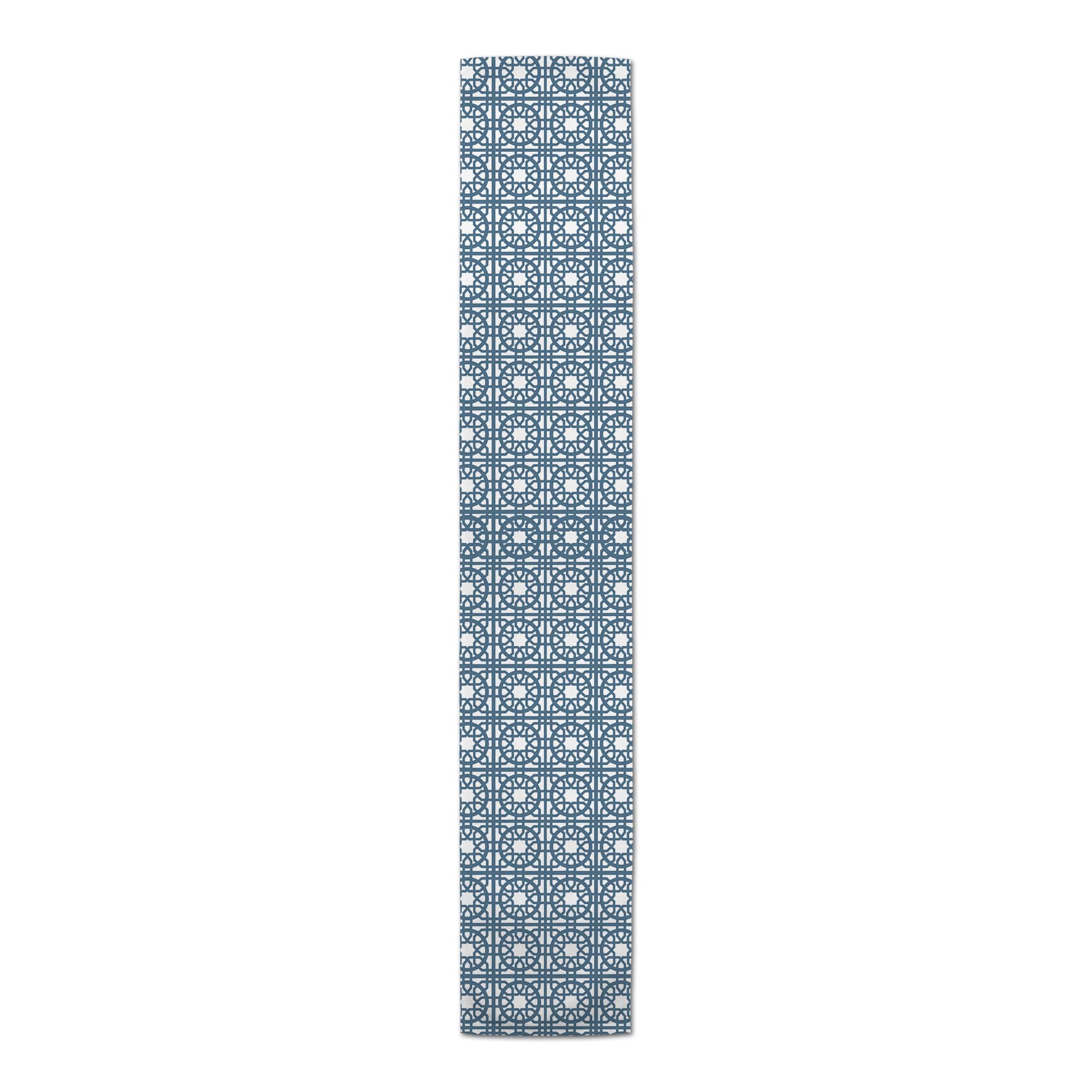 72" Blue Geo Tile Cotton Twill Runner