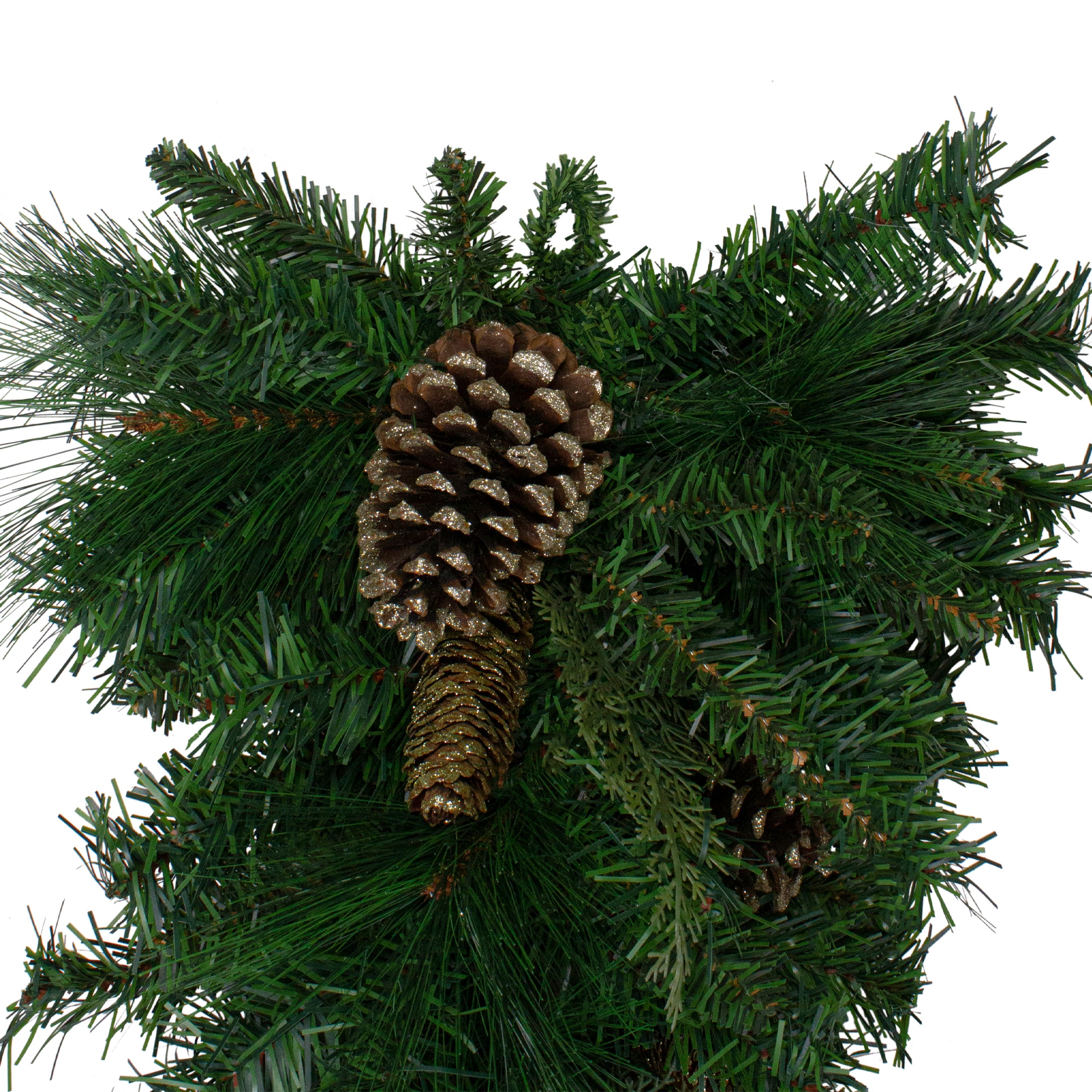 28" Unlit Mixed Pine, Pine Cones & Gold Glitter Teardrop Swag