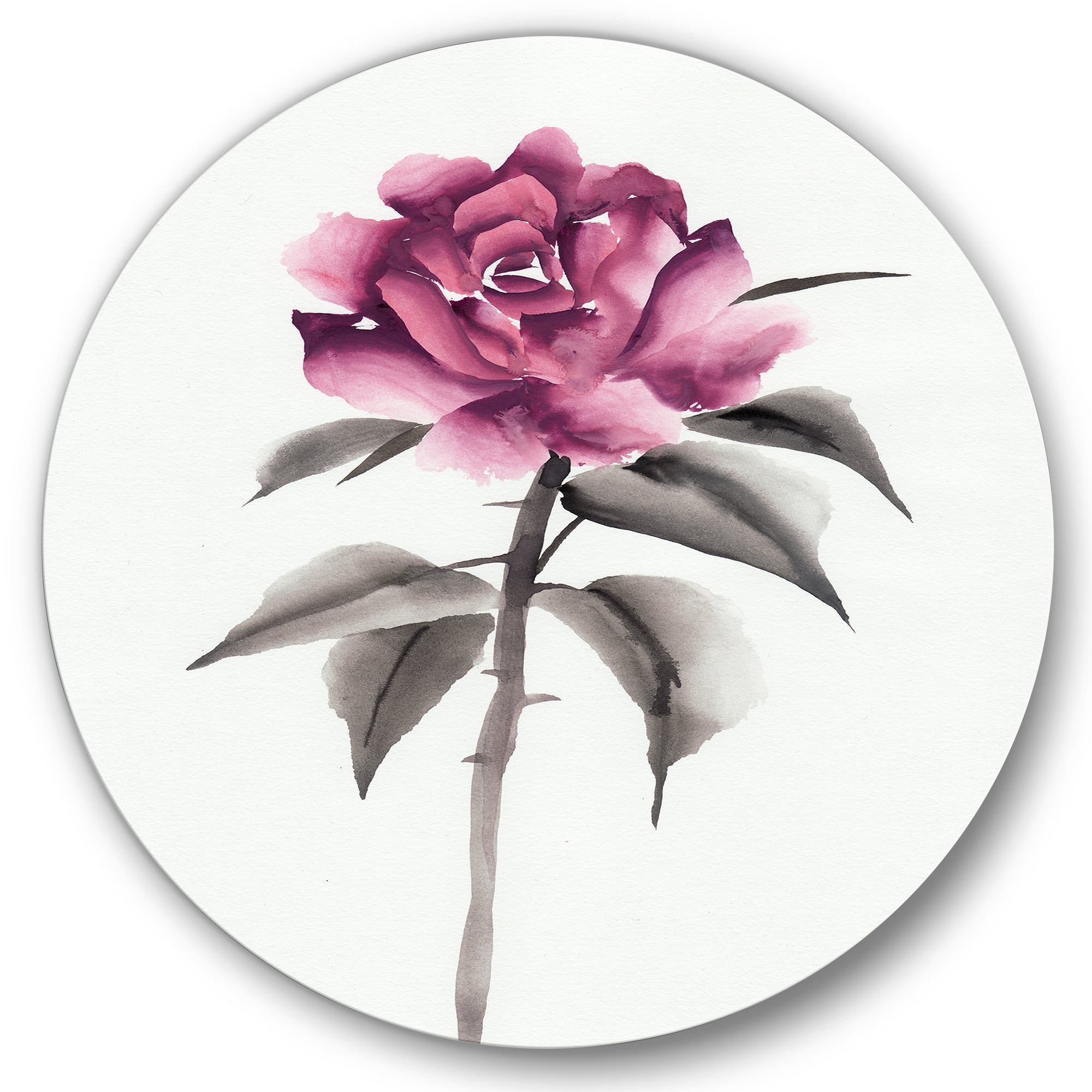 Designart - Vintage Pink Rose Flower