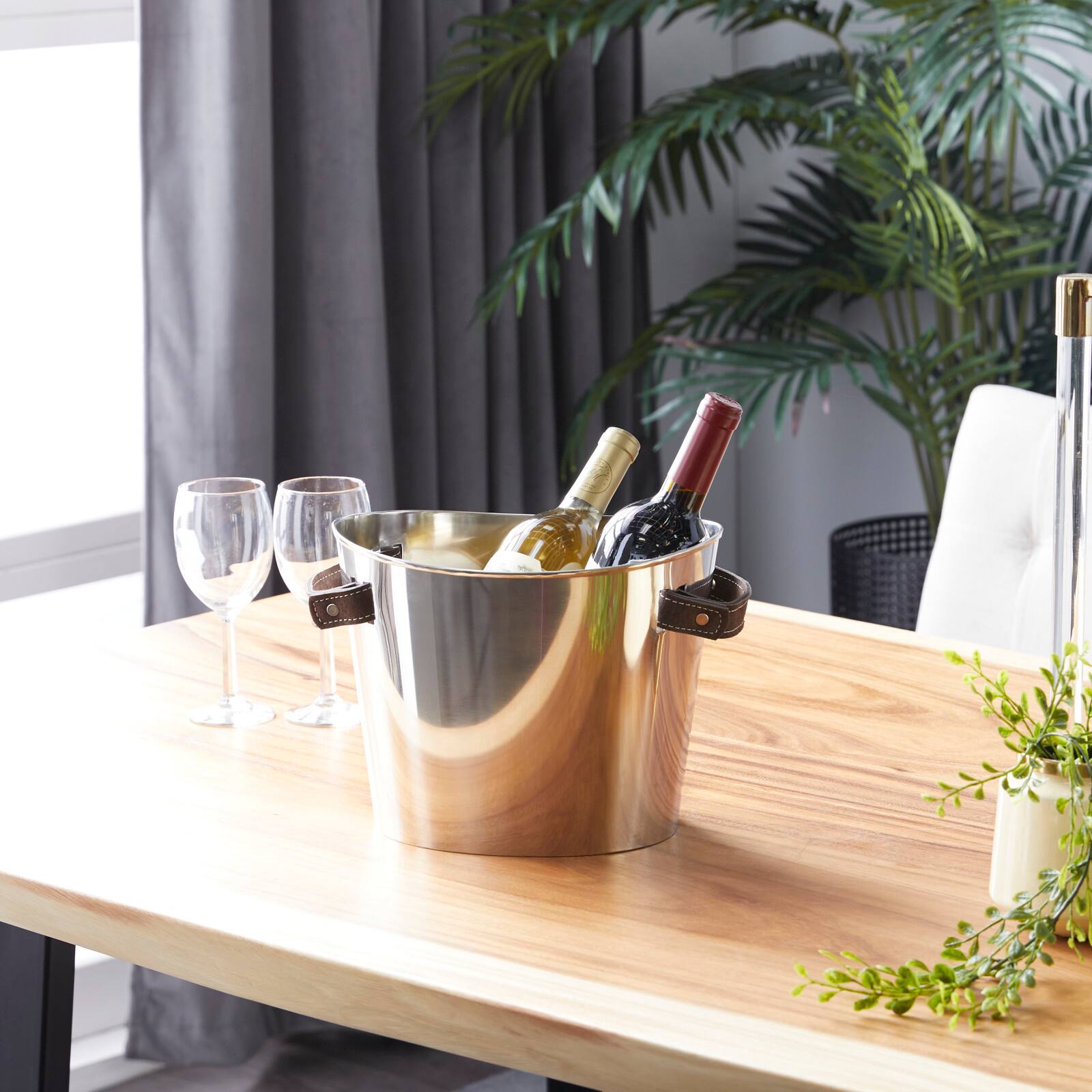 12" Silver Stainless Steel Contemporary Wine Rack