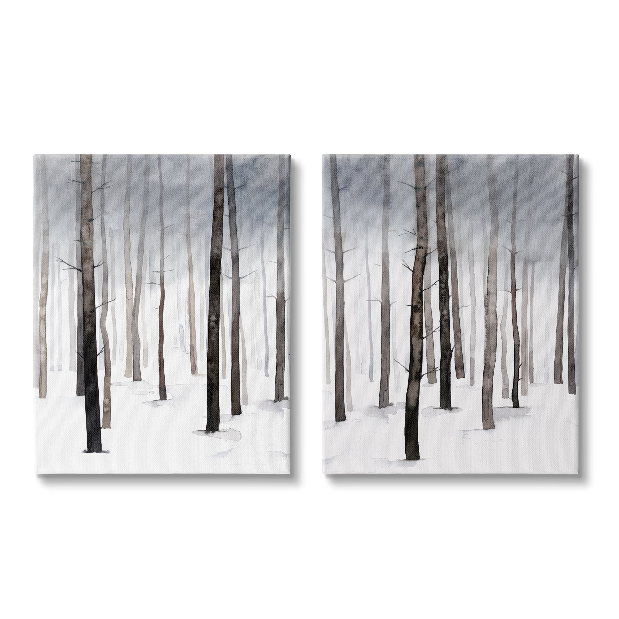 Stupell Industries Winter Snow Tree Forest Haze Eerie Cold Canvas Wall Art