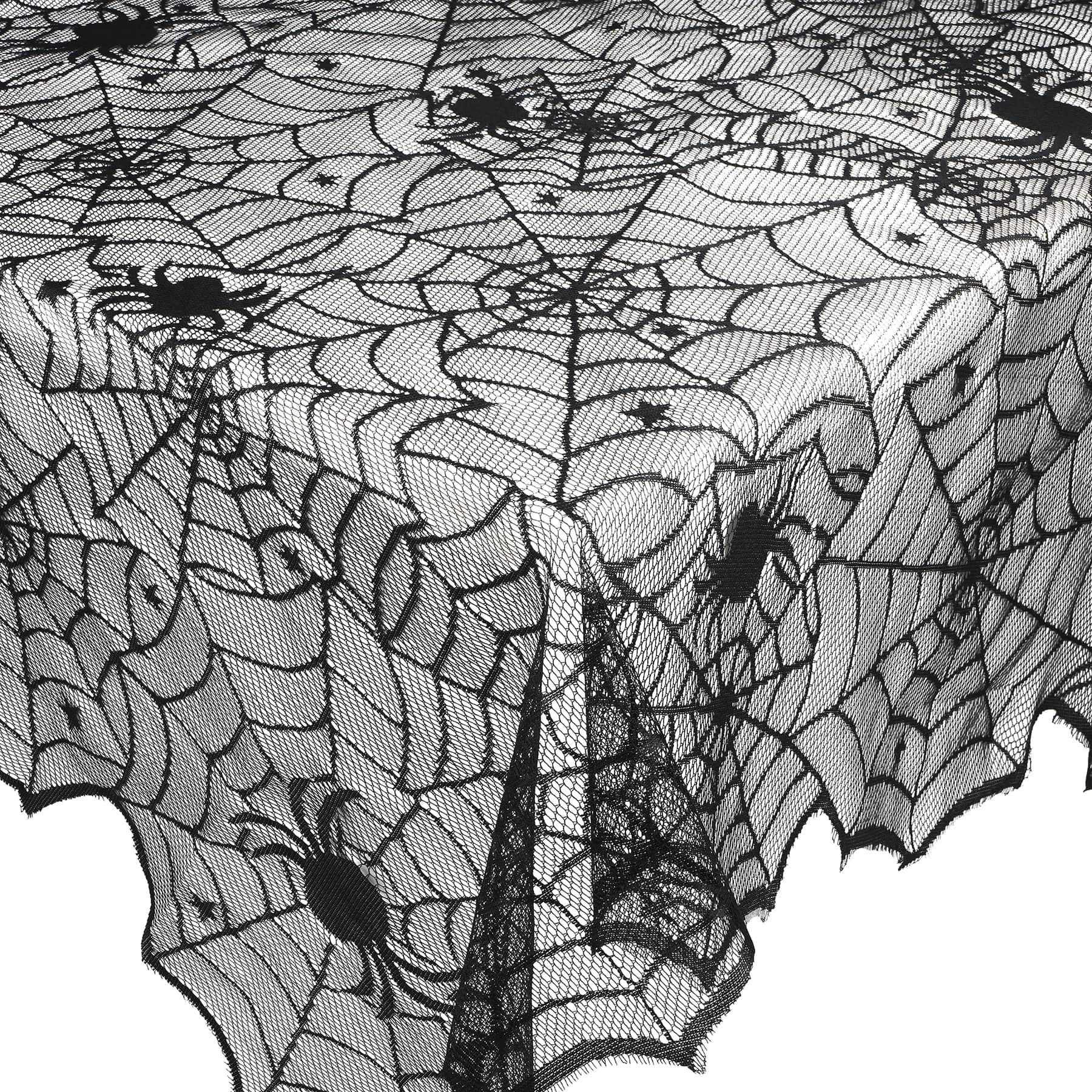 72" Black Spiderweb Lace Tablecover by Celebrate It™
