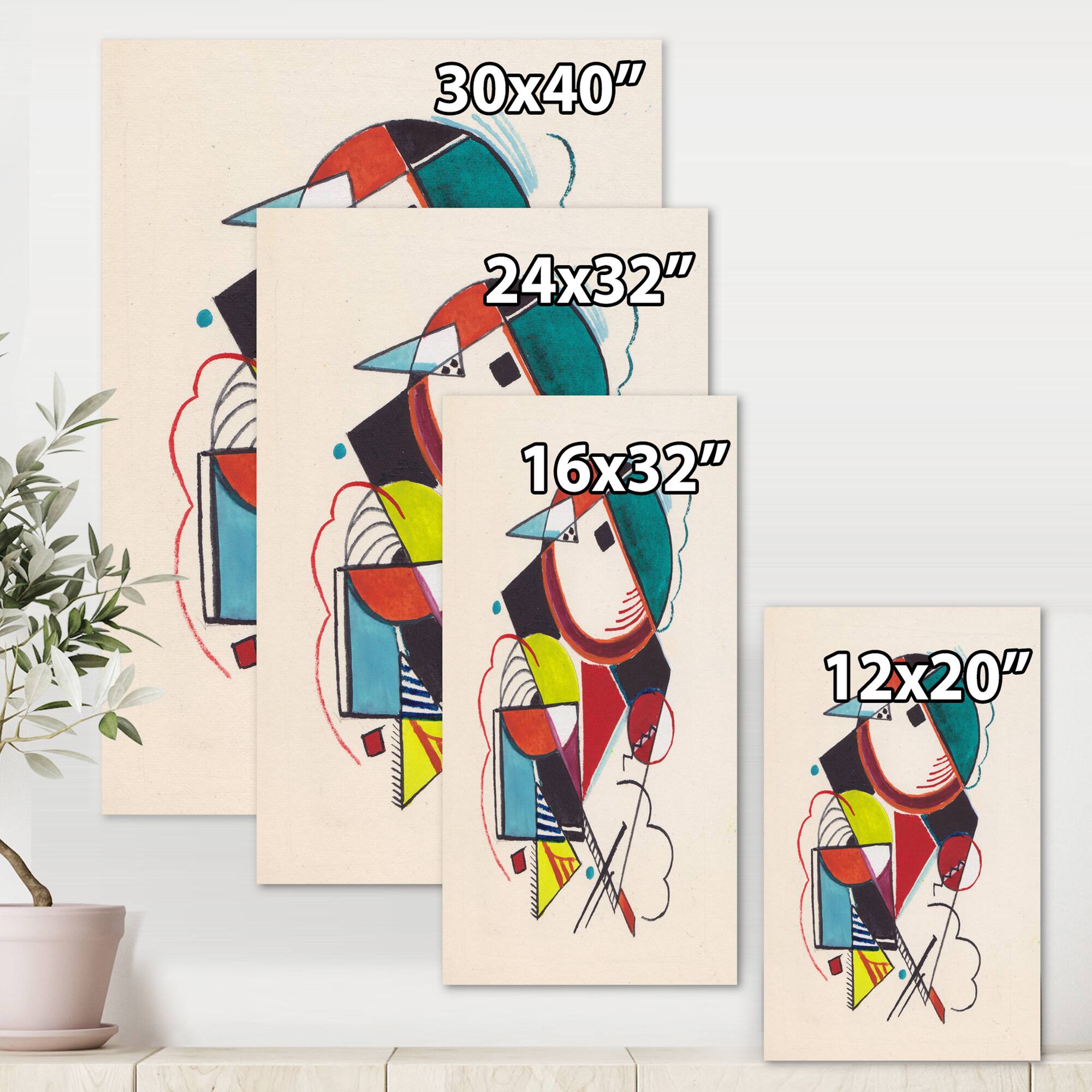 Designart - Colored Geometric Abstract Compositions II - Modern Canvas Wall Art Print