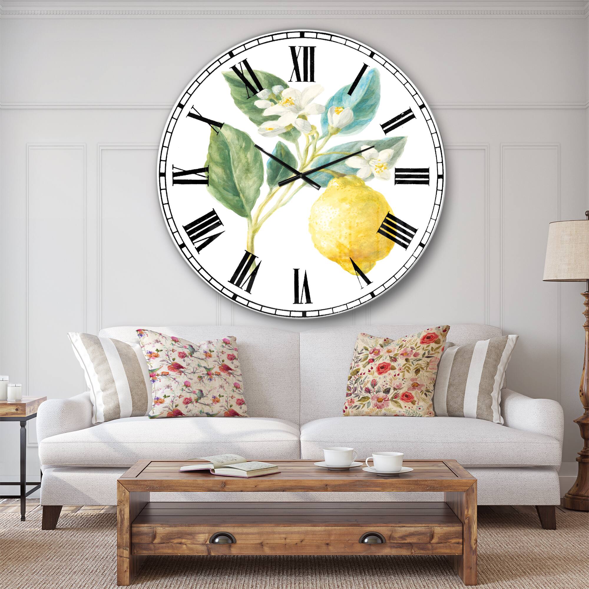 Designart 'Floursack Lemon I Farmhouse Wall Clock