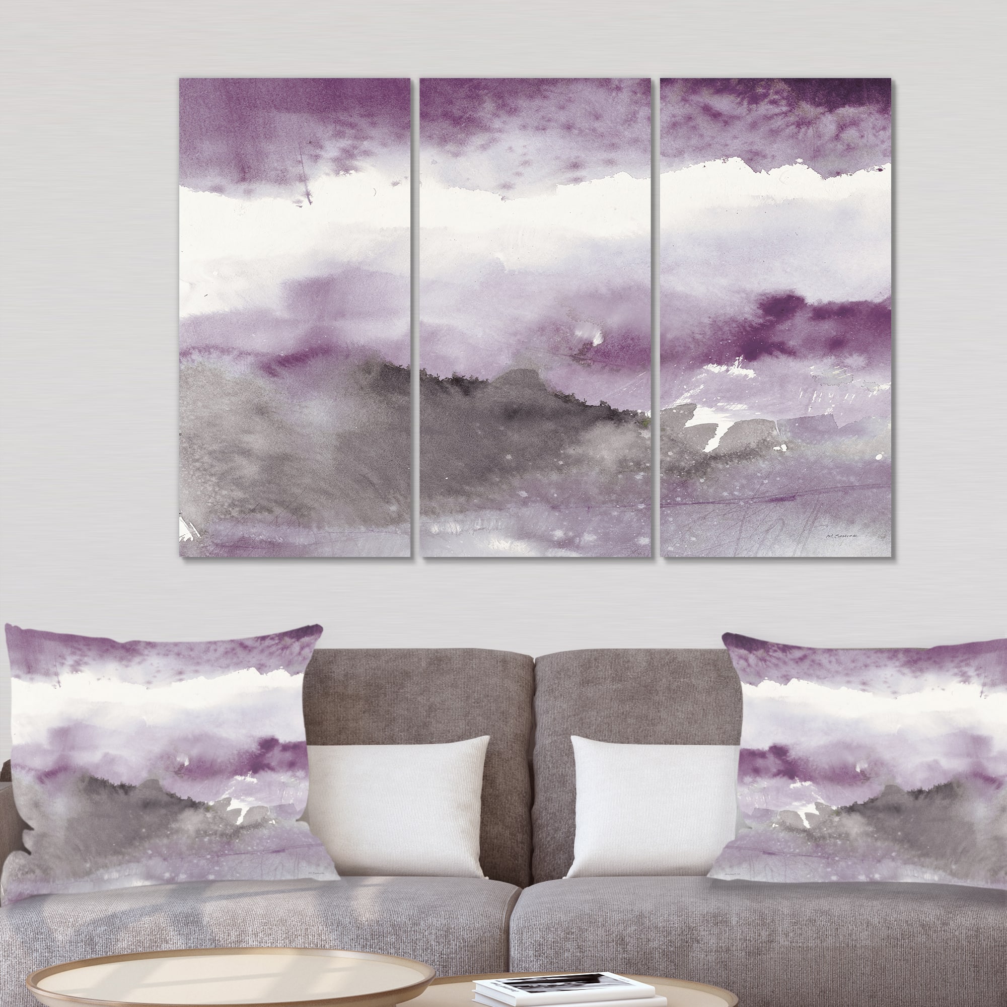 Designart - Midnight at the Lake III Amethyst and Grey