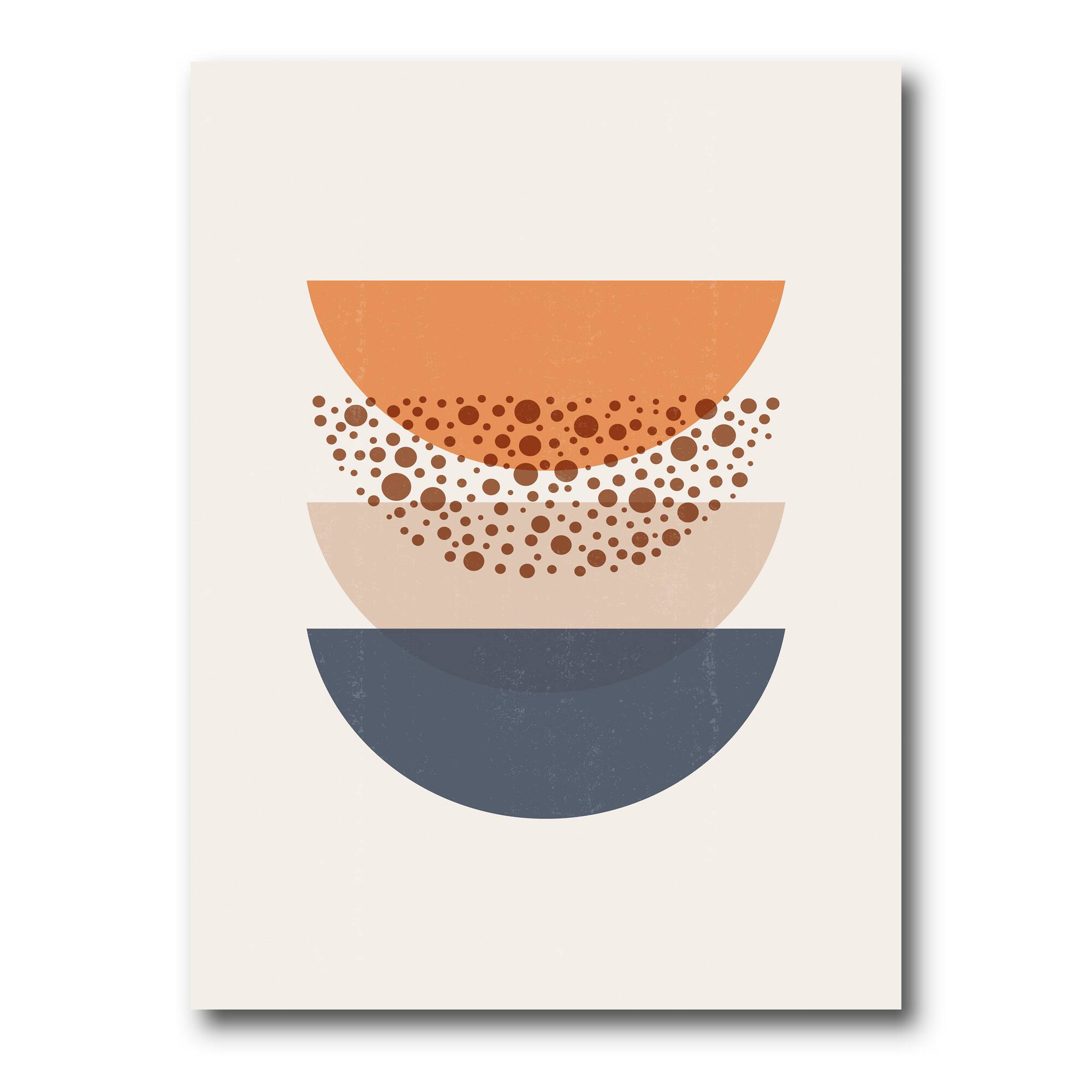 Designart - Abstract Sun & Moon Geometrics In Blue & Orange - Modern Canvas Wall Art Print