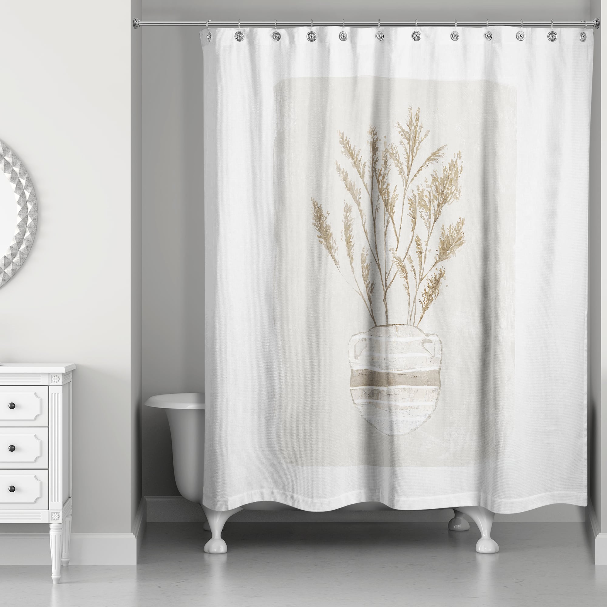 Pampas Plant Jug Striped 71" x 74" Shower Curtain