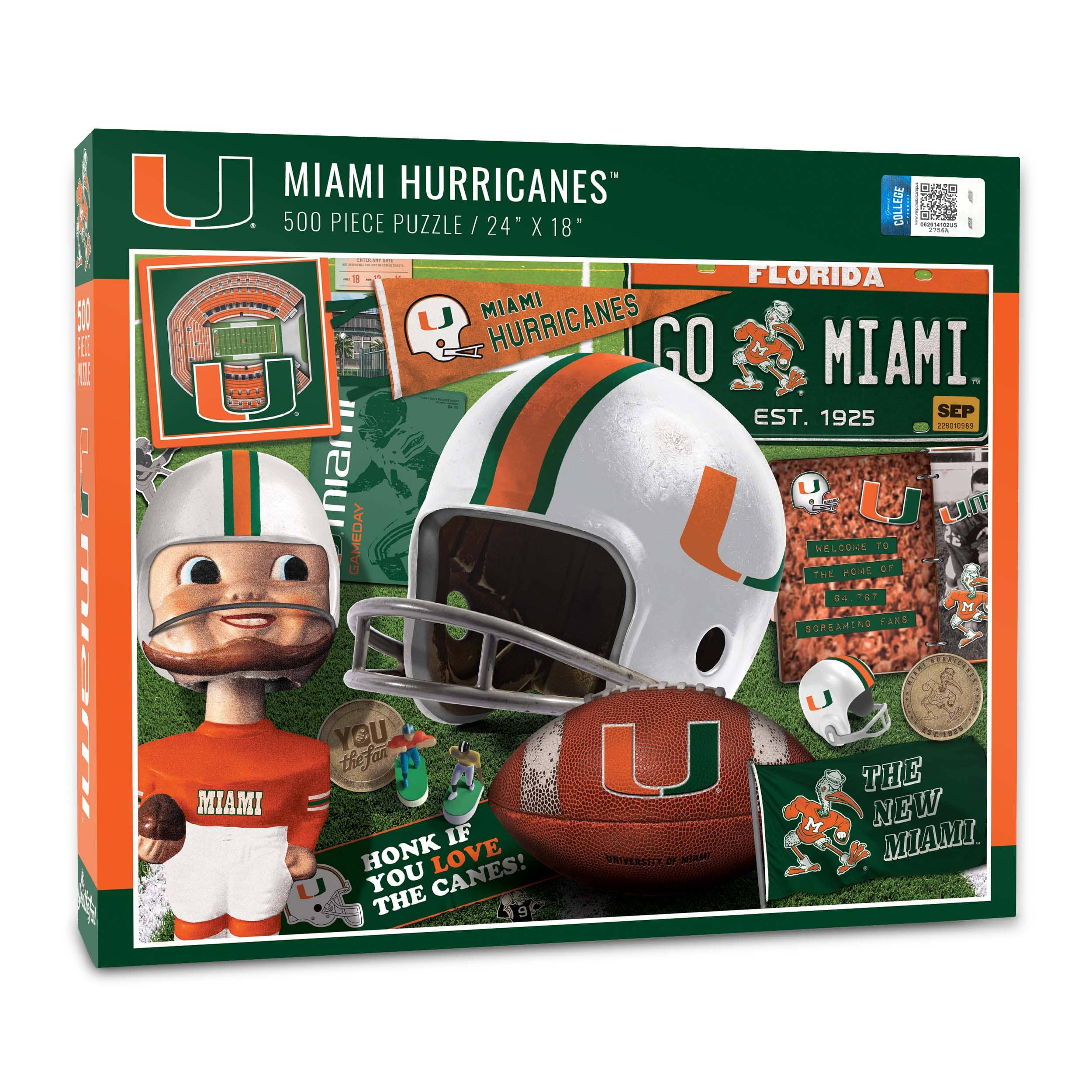 College Team Retro Series 500 Piece Puzzle By Youthefan in Miami Hurricanes | 18" x 24" | Michaels®