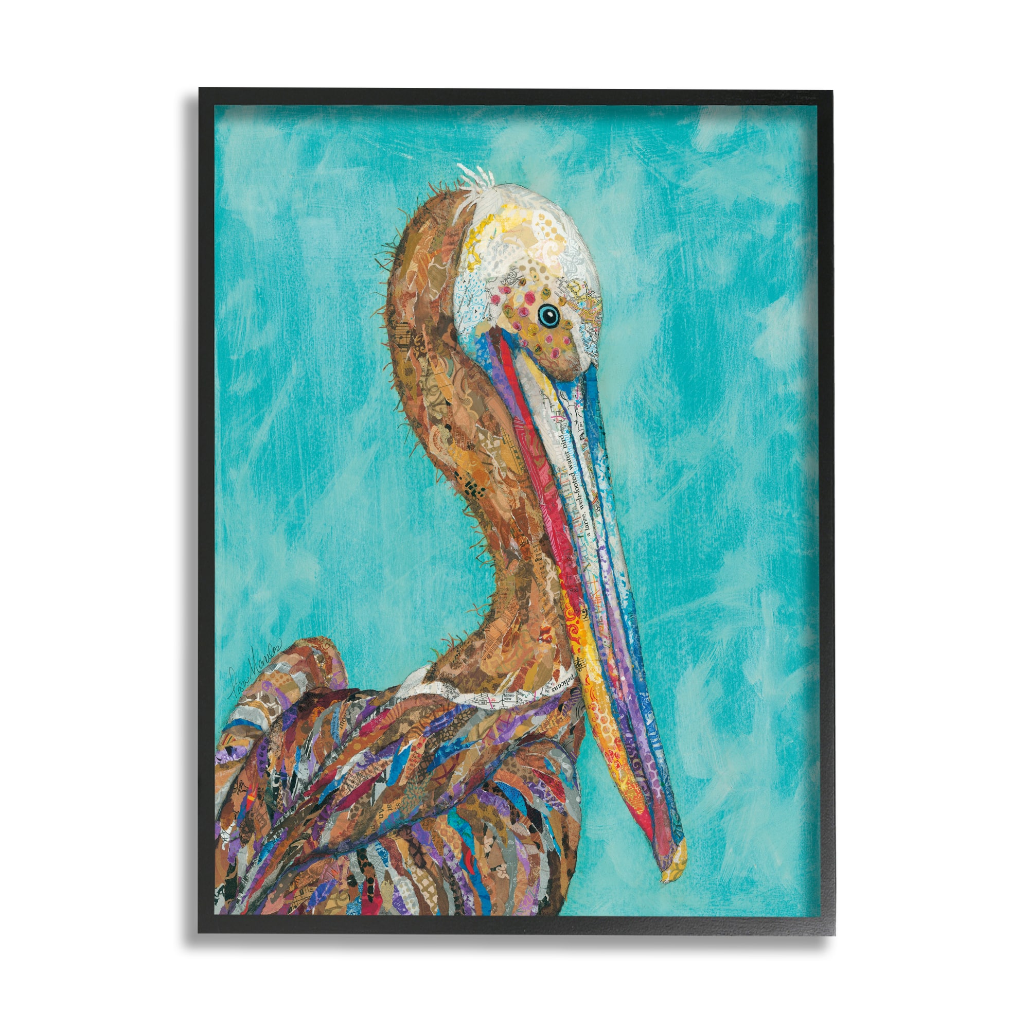 Stupell Industries Beautiful Pelican Bird Vivid Patterns Framed Giclee Art