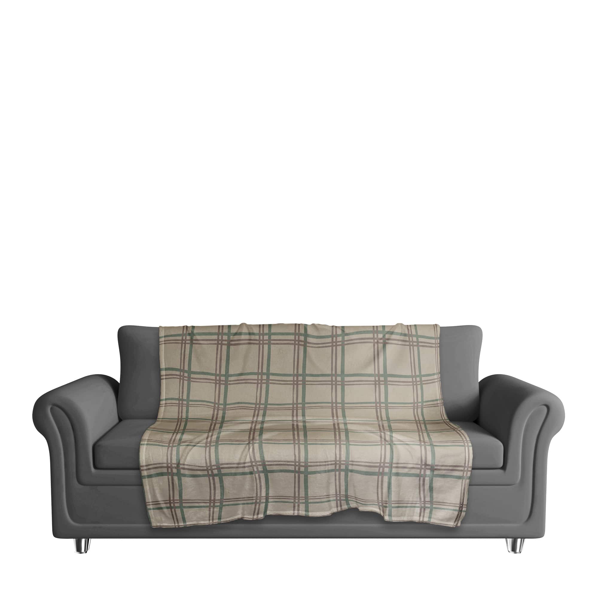 Holiday Plaid on Coral Fleece Blanket