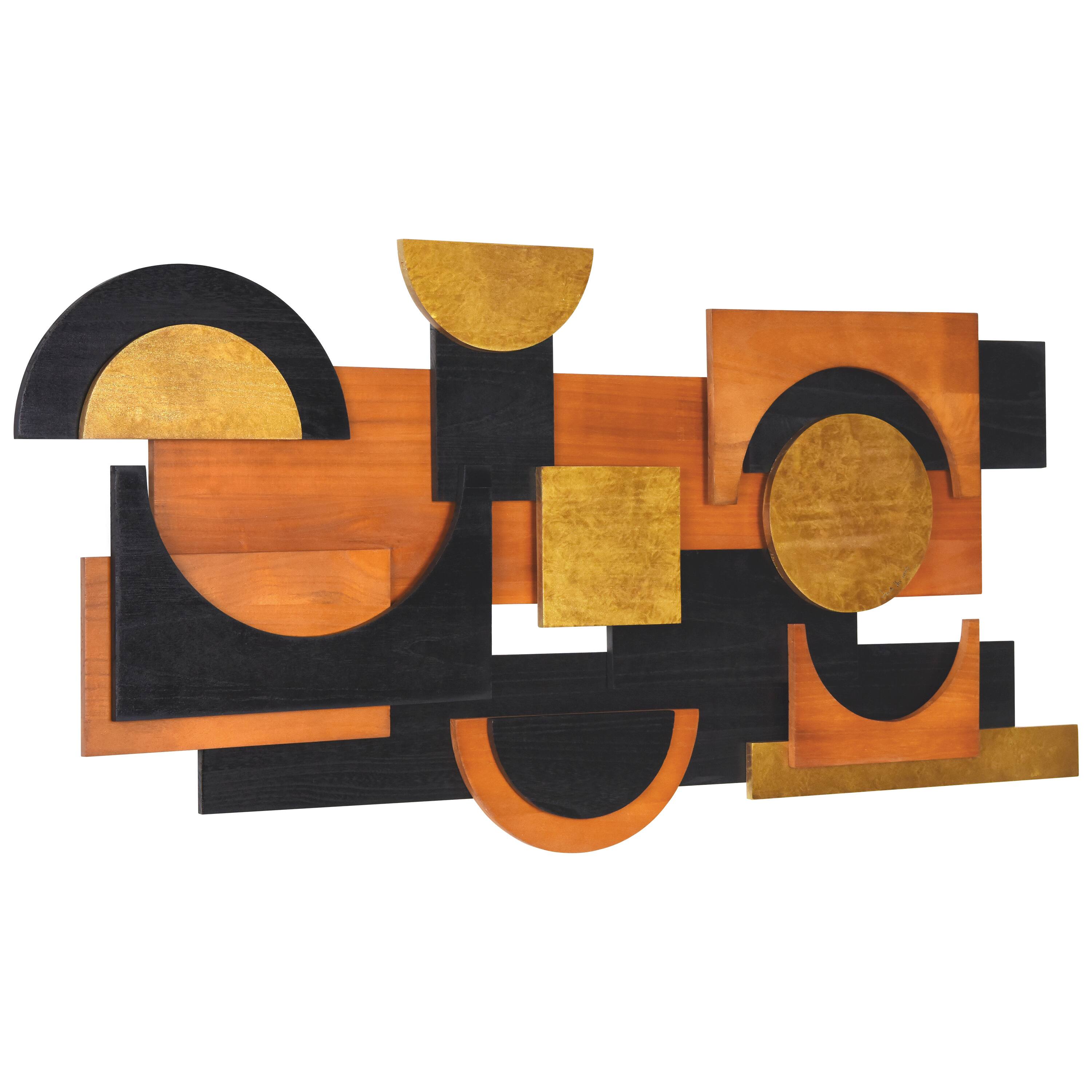 Empire Art Direct 24" x 48" Amber Embraces II Hand Made Dimensional Solid Wood Abstracts Wall Art