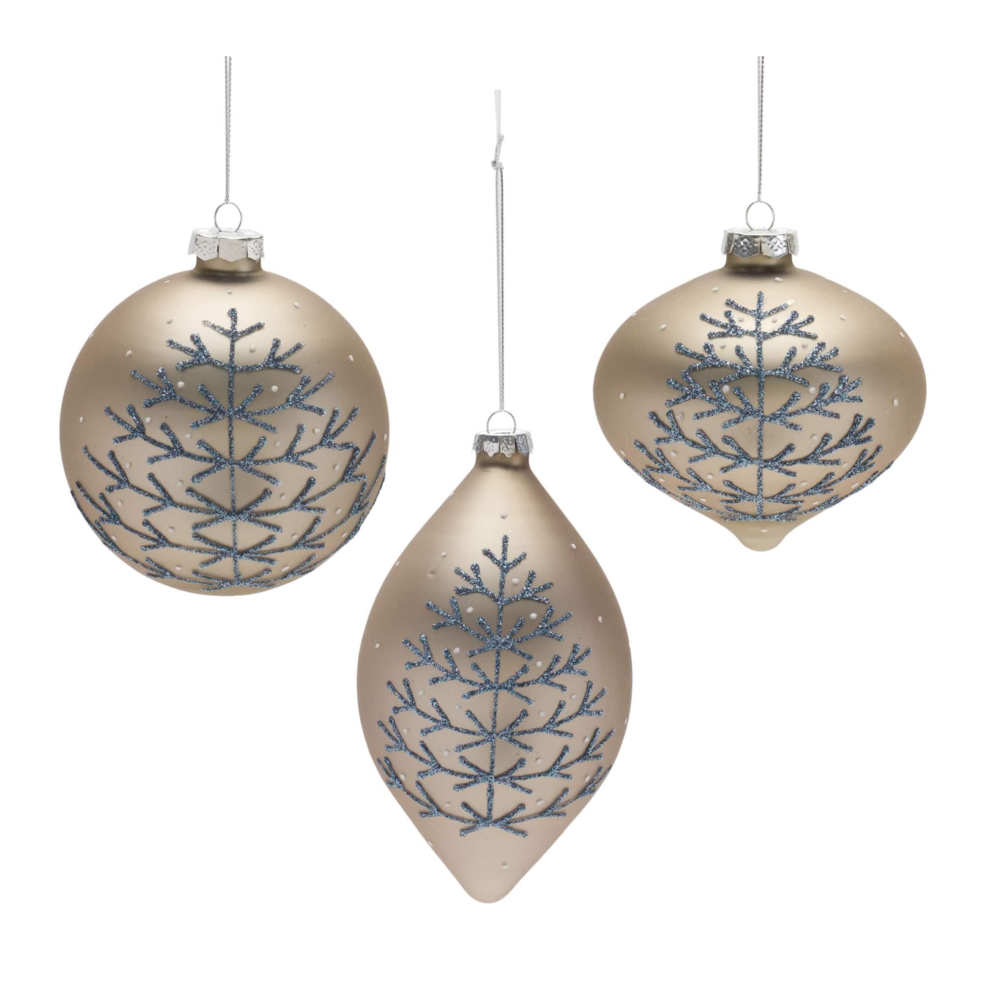6ct. Champagne Glittered Mixed Ornaments