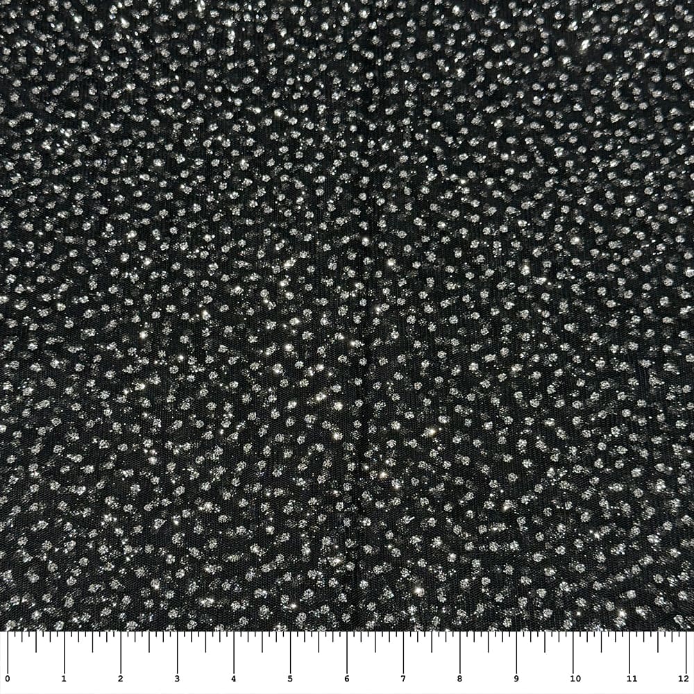 Feldman Black with Silver Glitter Dots Mesh