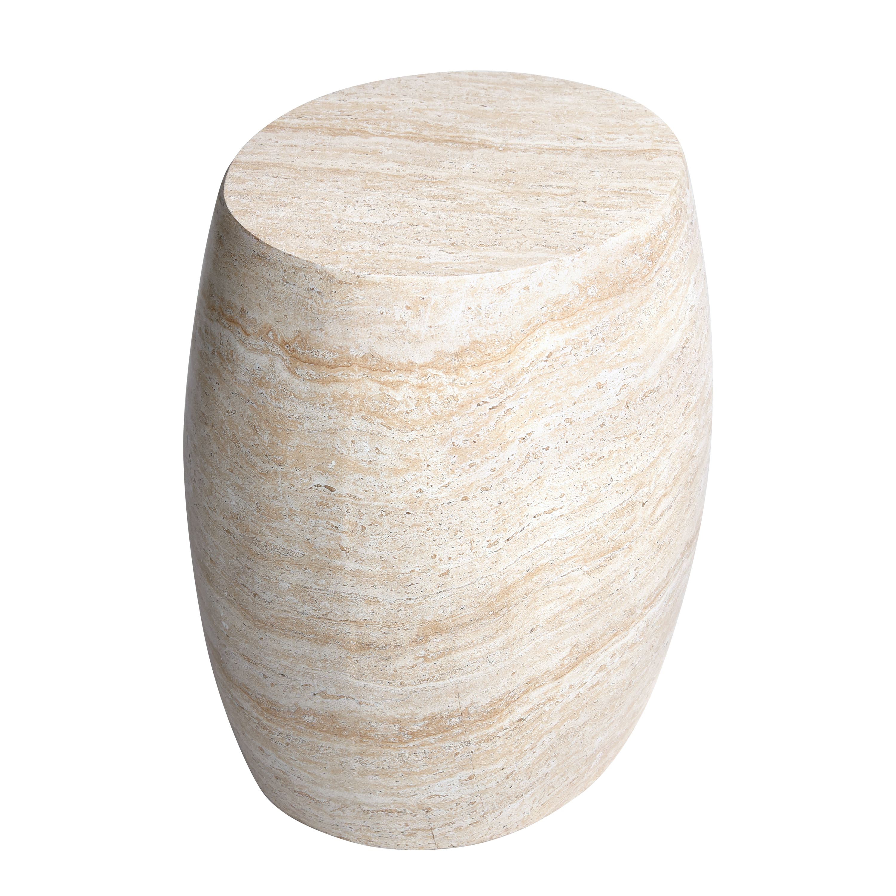 Empire Art Direct 25" Oval Travertine Stone Finish MGO Side Accent Table