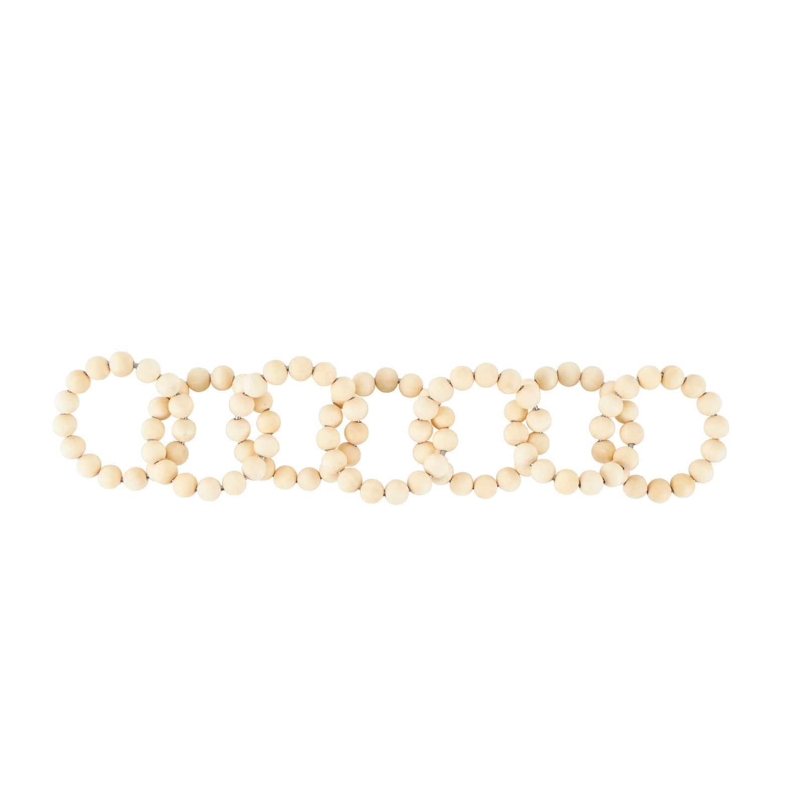 20" Light Brown Wood Chain Beaded 9 Link Sculpture