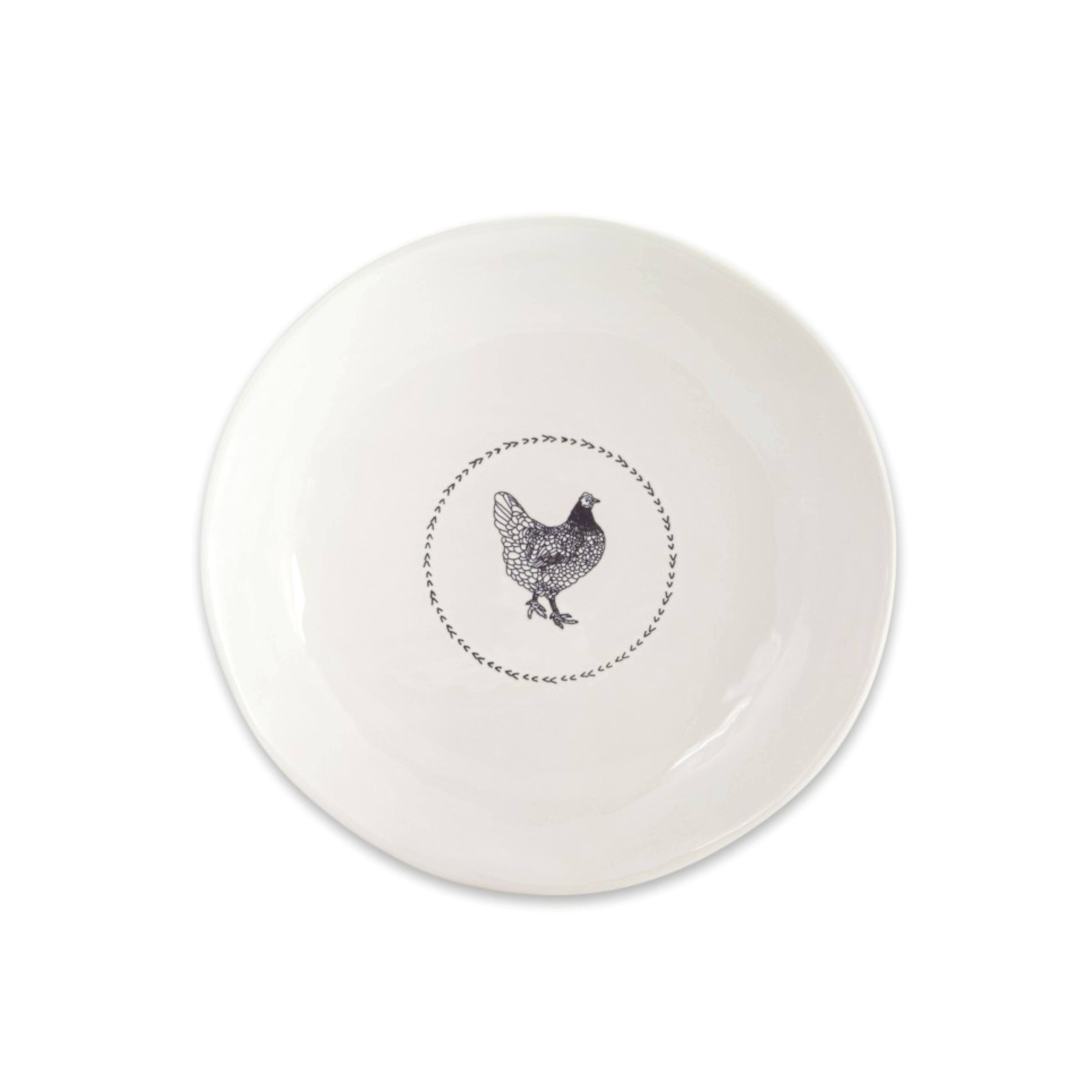13" Chicken Print Stoneware Platter Set