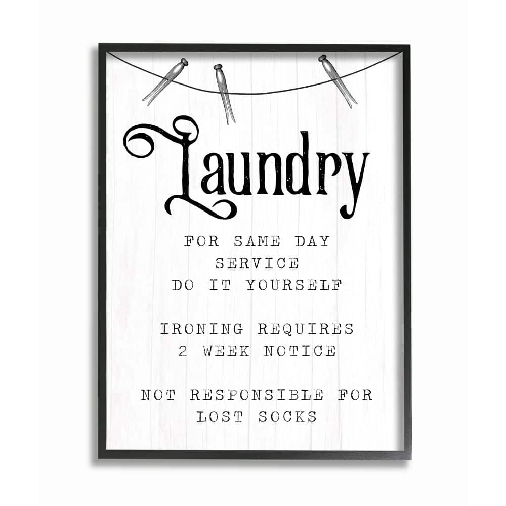 Stupell Industries Family Laundry Room Service Rustic Style Humor Framed Wall Art