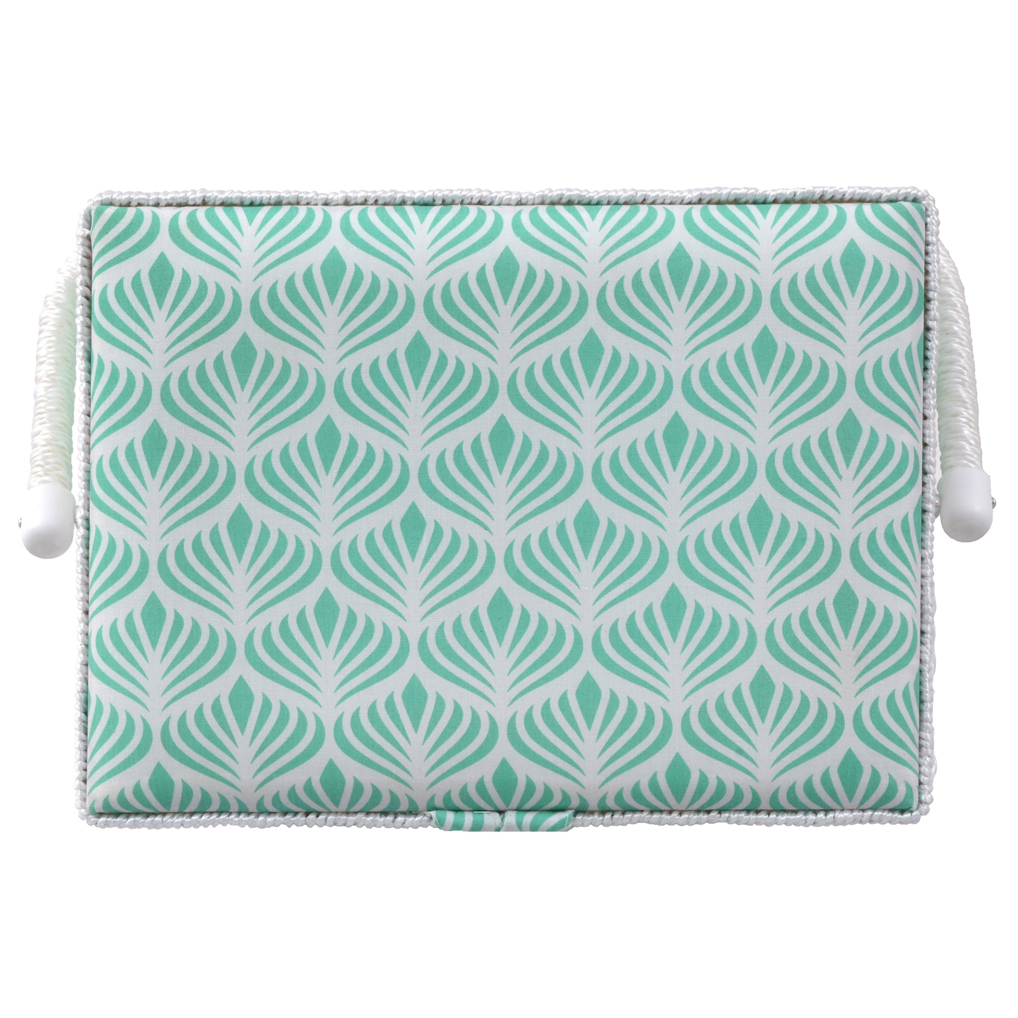 SINGER® Large Blue Boho Fan Print Sewing Basket with Sewing Scissors & Notions