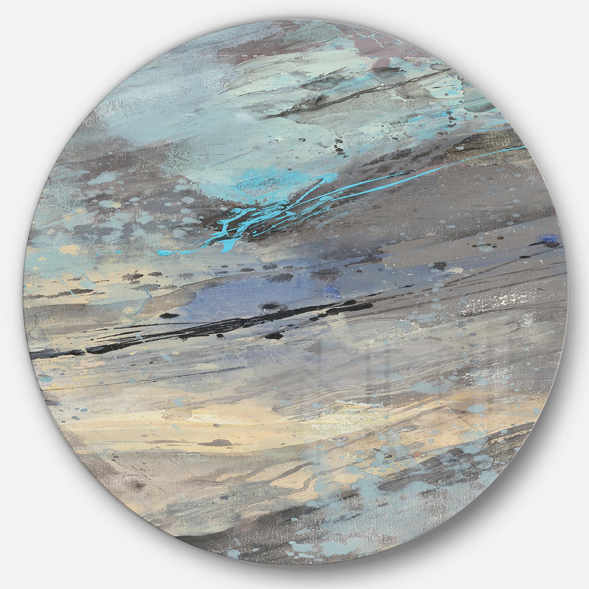 Designart - Rock Teal Panel I - Geometric Metal Circle Wall Art